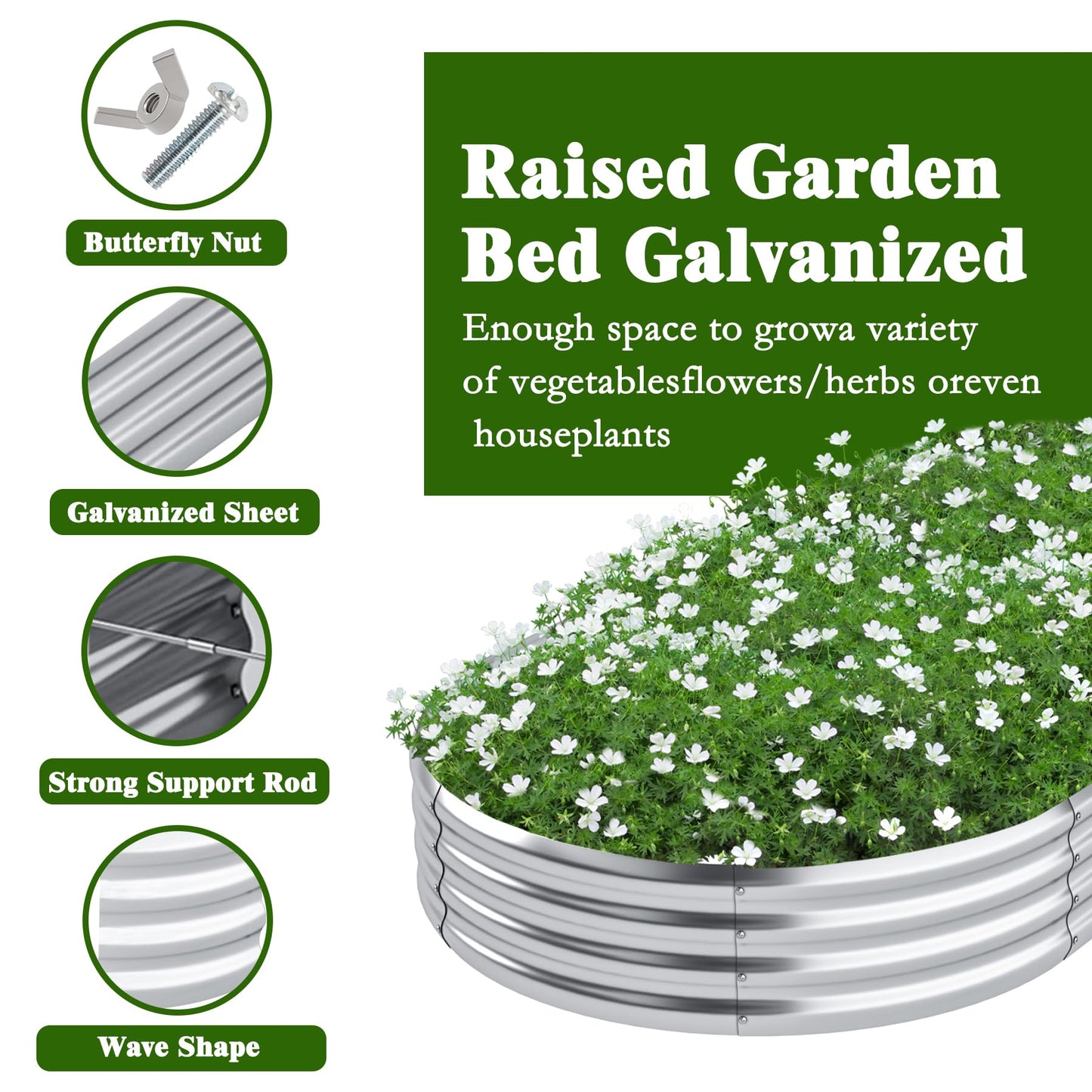 DERYONI Galvanized Raised Garden Bed Kit 2pack,Outdoor Planter Raised Beds 4x2x1ft for Vegetables,Fruits,Flowers,Galvanized Raised Garden Bed Boxes