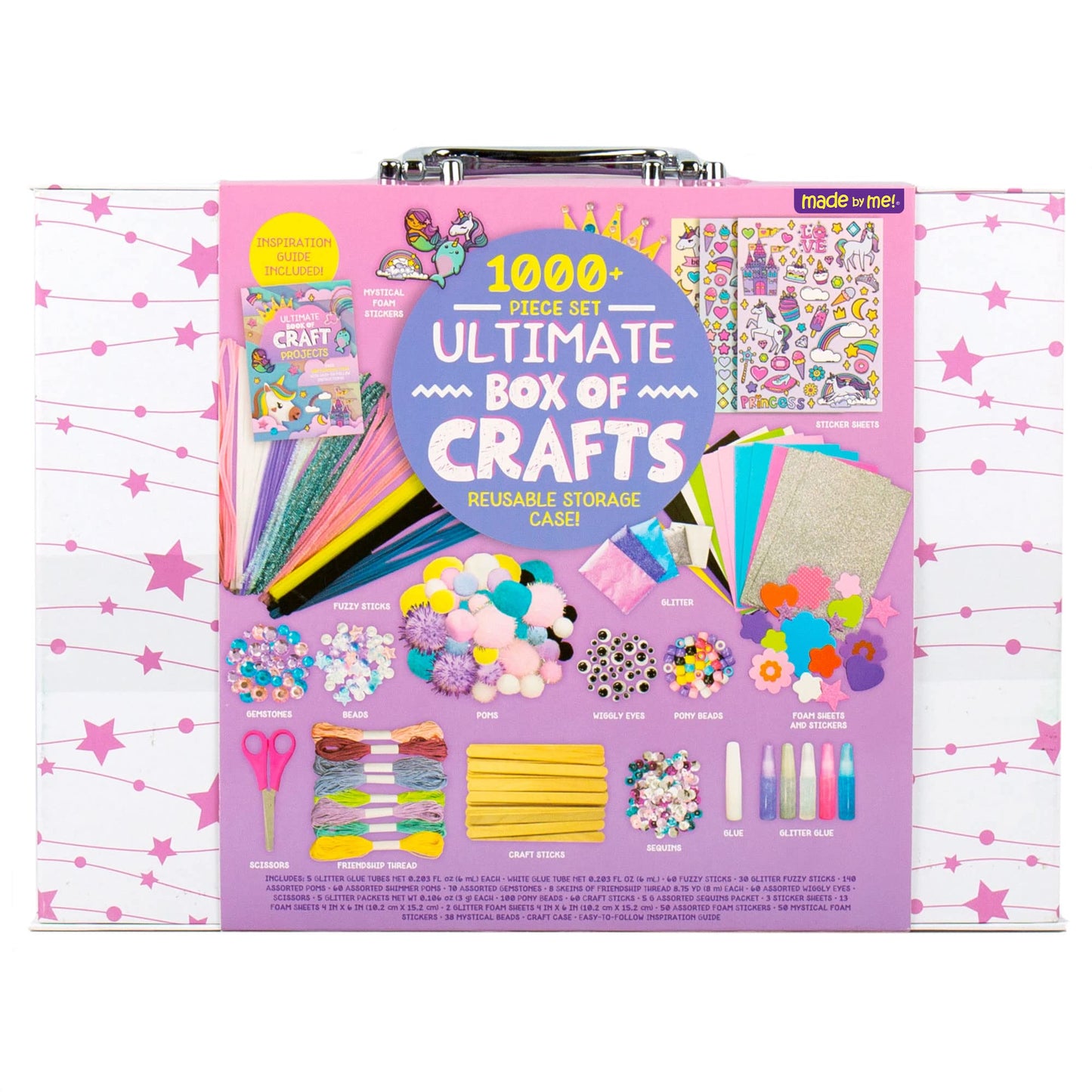 Made By Me Ultimate Craft Box, Unicorn Craft Kit, 1000 Piece Set, Reusable Storage Case, Preschool Arts & Crafts Projects, Great for Group Projects, Craft Box for Kids