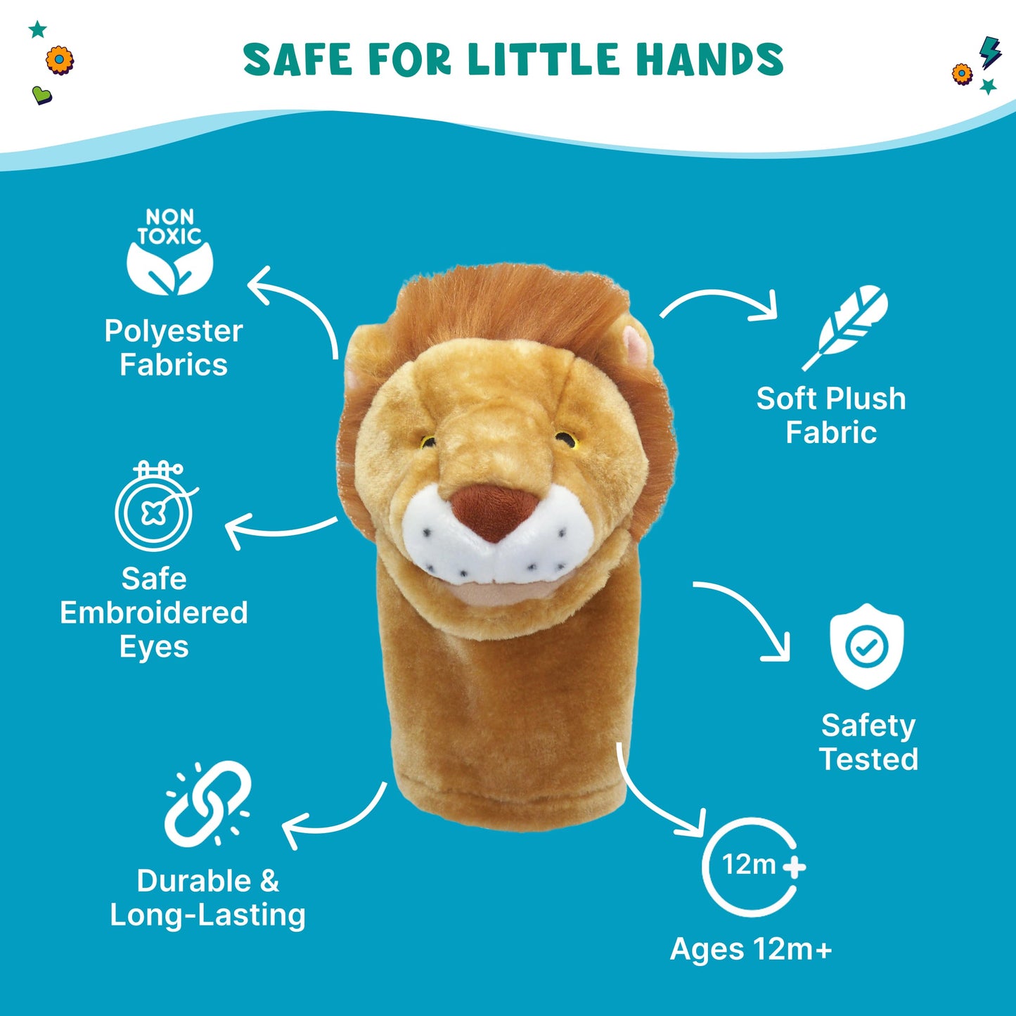 Get Ready Kids BigMouth Animal Hand Puppets – Set of 10 Plush Toy for Toddlers 1-3 & Kids Ages 4-8 | Includes Monkey, Tiger, Pig, Lion, Cow & More | Soft Animal Puppets for Learning & Fun