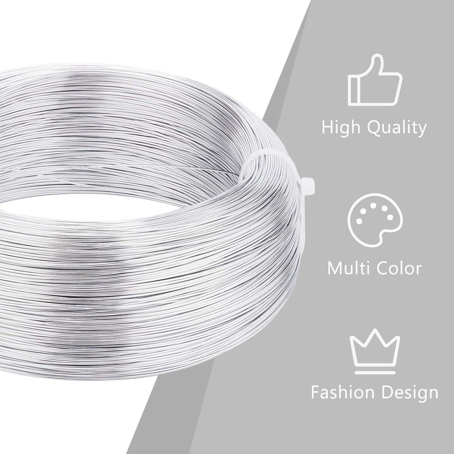 BENECREAT 22 Gauge Silver Aluminum Wire - 918FT Bendable Metal Wire for Jewelry Making, Beading, Sculpting, DIY Crafts