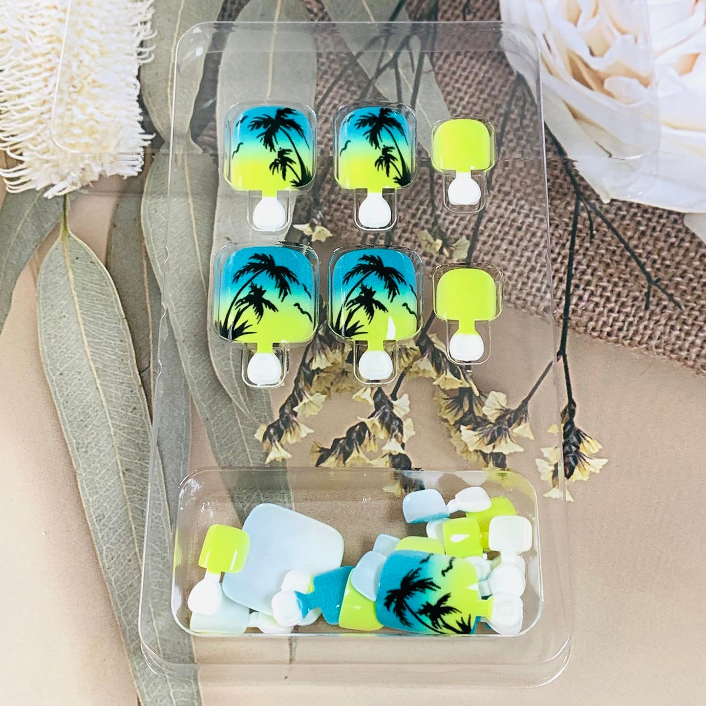 FIEONCIY Press on Toenails with Designs Acrylic Fake Nails for Toe Artificial False Nails with Charms Glue on Toe Nails for Spring Summer Stick on Toenails for Women Girls(JZJ10)