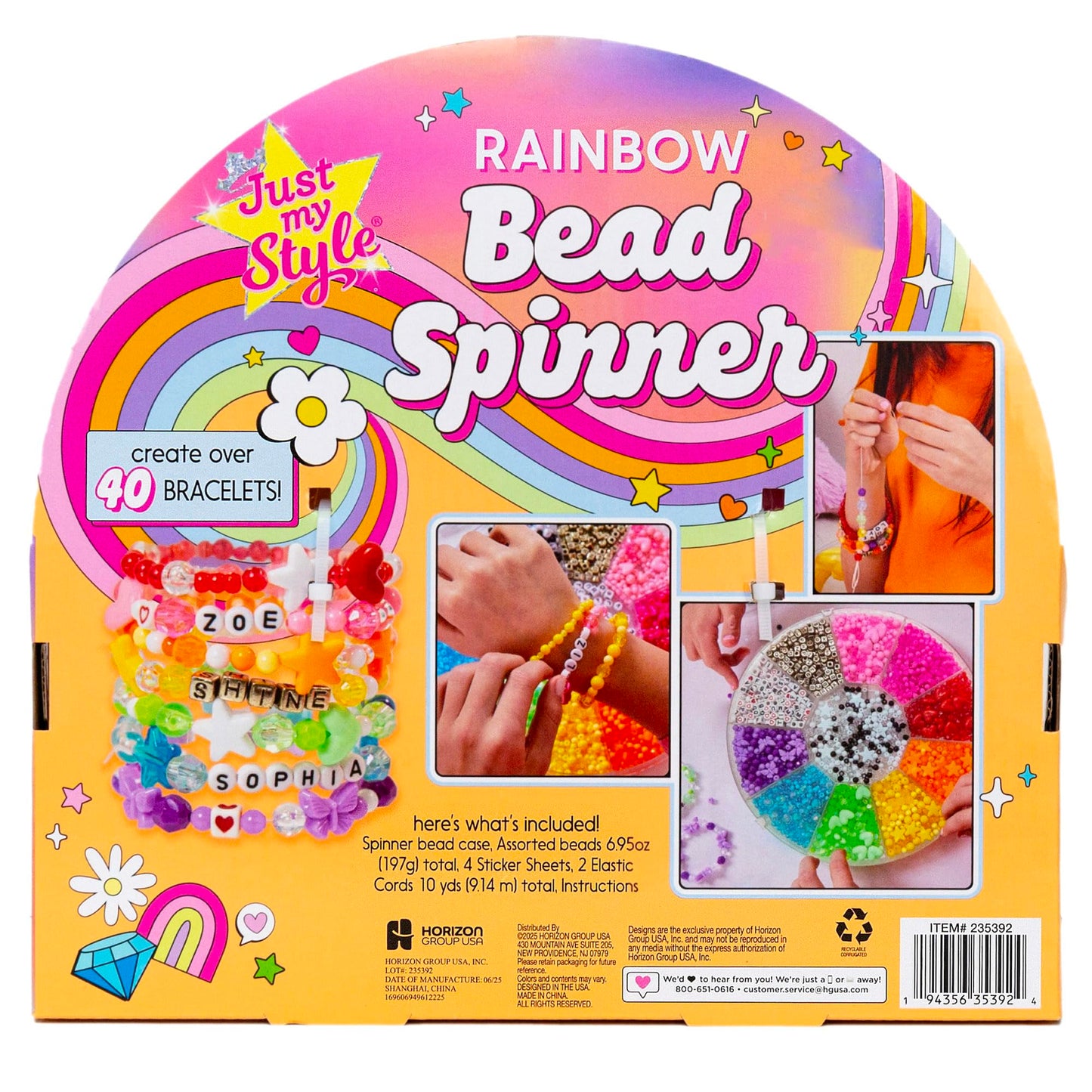 Just My Style Rainbow Bead Spinner, DIY Bracelet Making Kit with Swiveling Bead Case, Includes Over 1,000 Beads for Bracelet Making, Elastic, and More