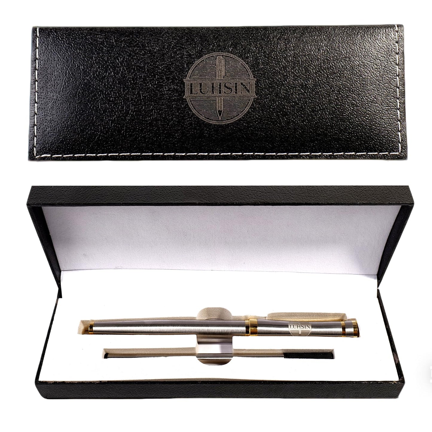LUHSIN Black Lacquer Rollerball Pen - Premium Luxury Writing Pen (Gold)
