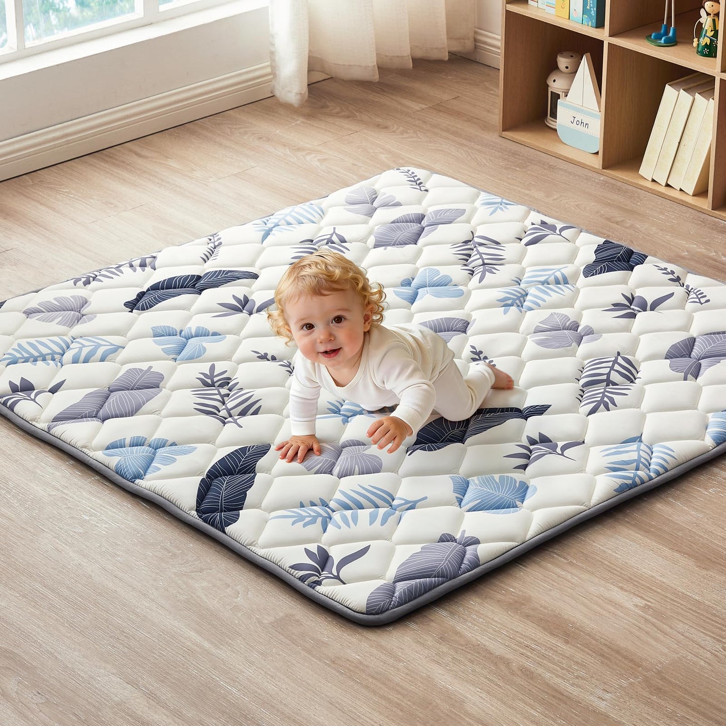 Baby Play Mat, 50x50 Thickened Playpen Mat, Non-Slip Baby Mat for Floor, Foldable Portable Playmat Suitable for babies learning to crawl and for travel