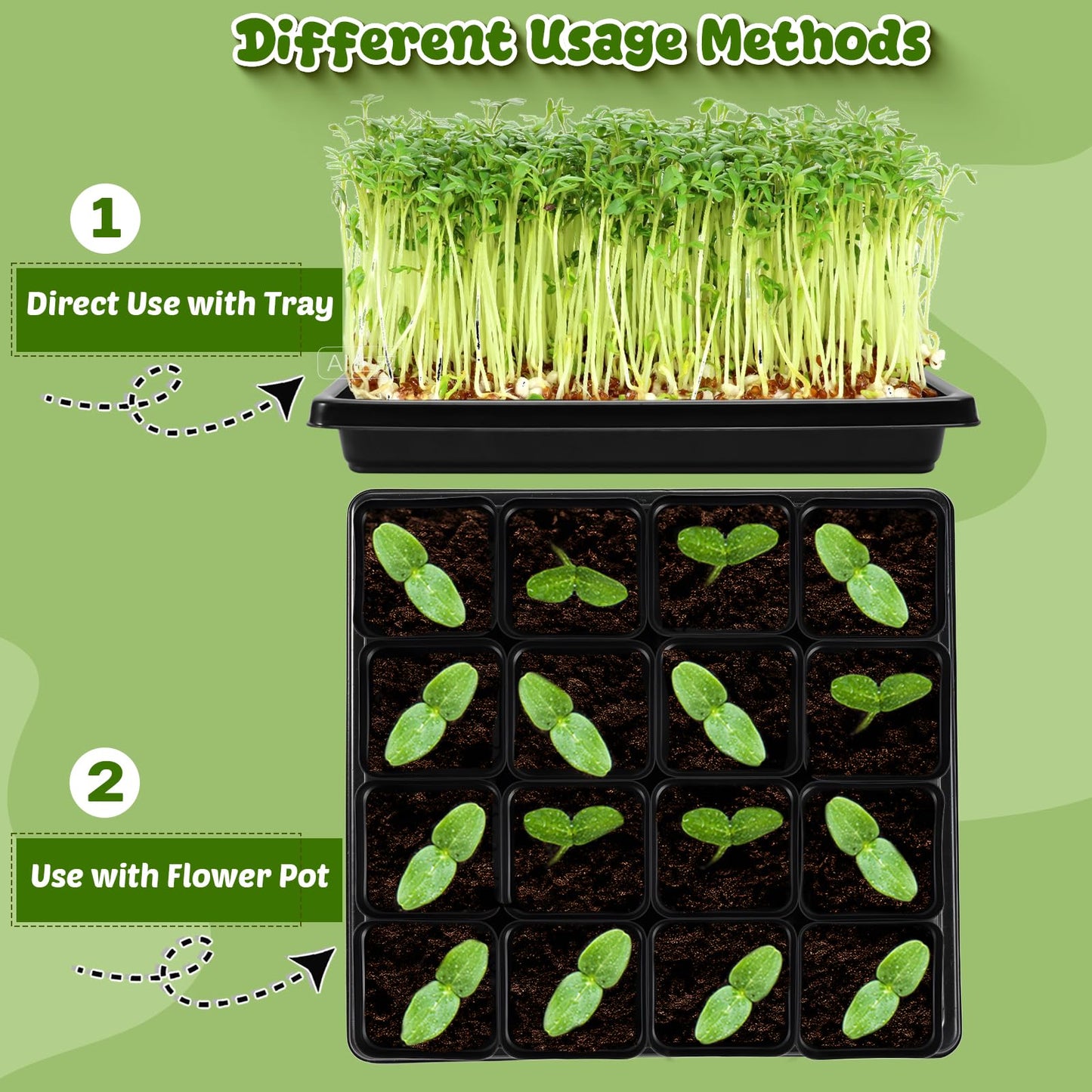 NNG 2.6 inch 100 Pcs Black Square Nursery Pots with 5 Pcs Plastic Seed Starting Trays,Plant Propagation Starter Kit Square Seed Starting Pots with Drain Holes