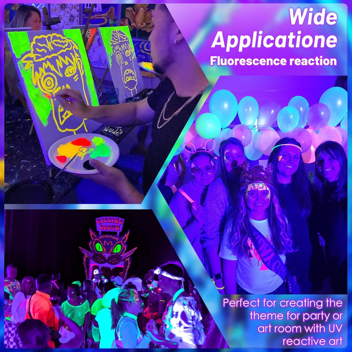 120W Waterproof LED Black Lights, 4 Pack Black Light Bar with 10Ft Cable and On/Off Switch, IP66 Indoor/Outdoor Blacklight for Neon Glow Party, Body Paint, Fluorescent Reactive, Back Yard