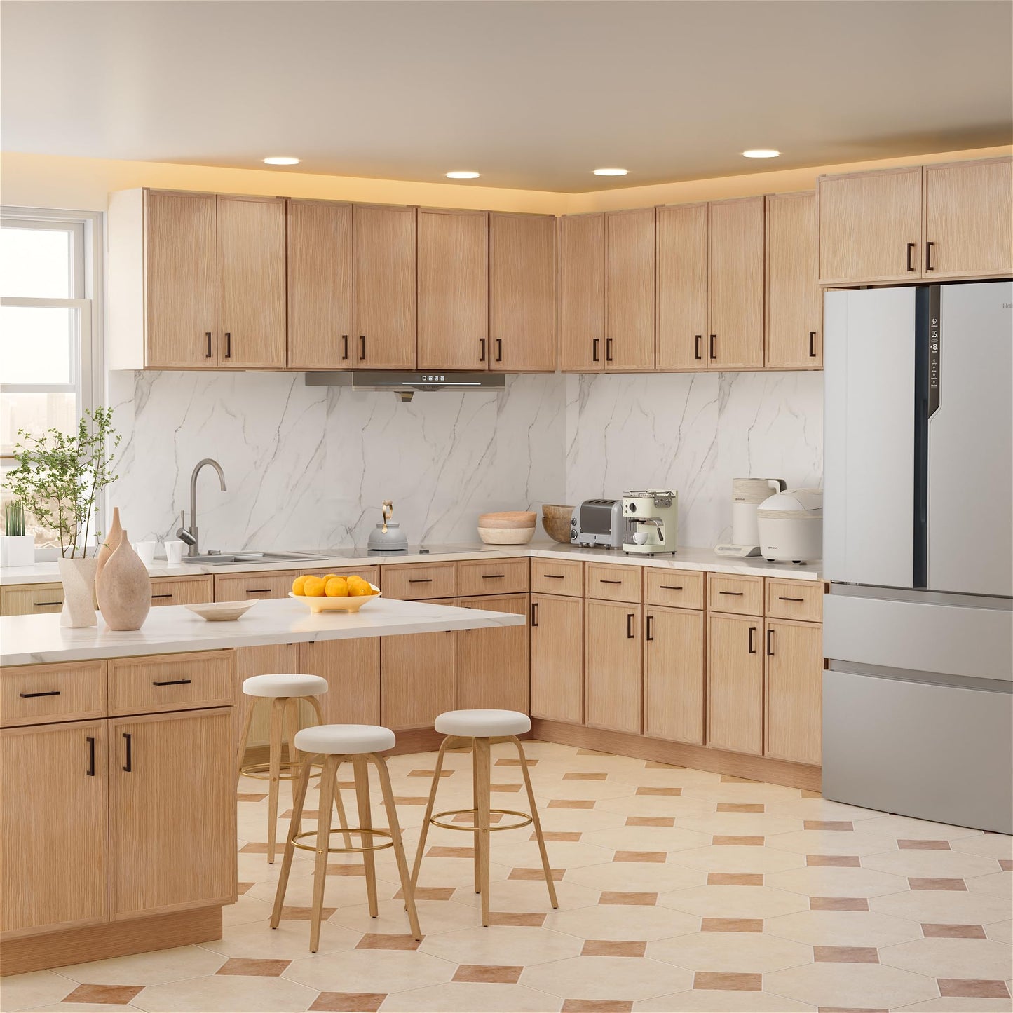 WelFurGeer White Oak Base Cabinets with Soft Close Drawers, Narrow Frame Shaker Style, Solid Wood Face Frame RTA Kitchen Cabinets, Modern Kitchen Cabinets for Kitchen, Laundry, Garage Storage