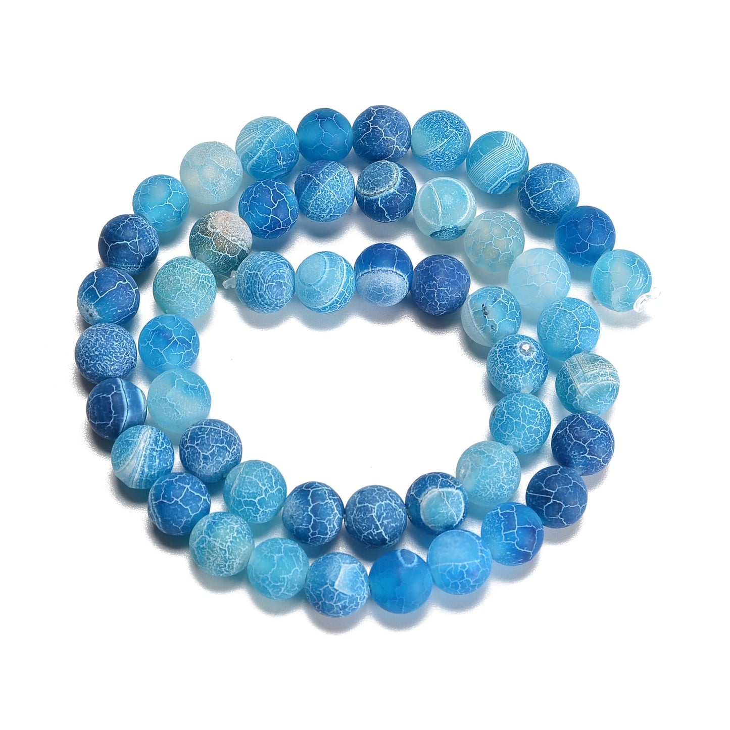 jodaying 10mm Froasted Blue Agate Round Natural Gematone Loose Beads for Jewelry Making DIY 1 Strand 15"