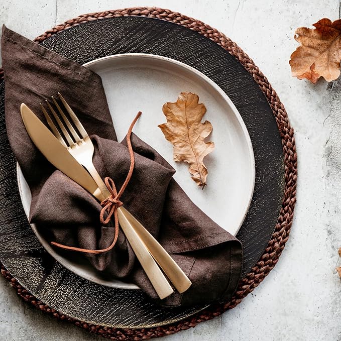 13" Antique Black Charger Plates, Round Charger for Dinner Plates, Farmhouse Plate Chargers, Rustic Table Chargers for Parties, Family Dinners, 6Pcs