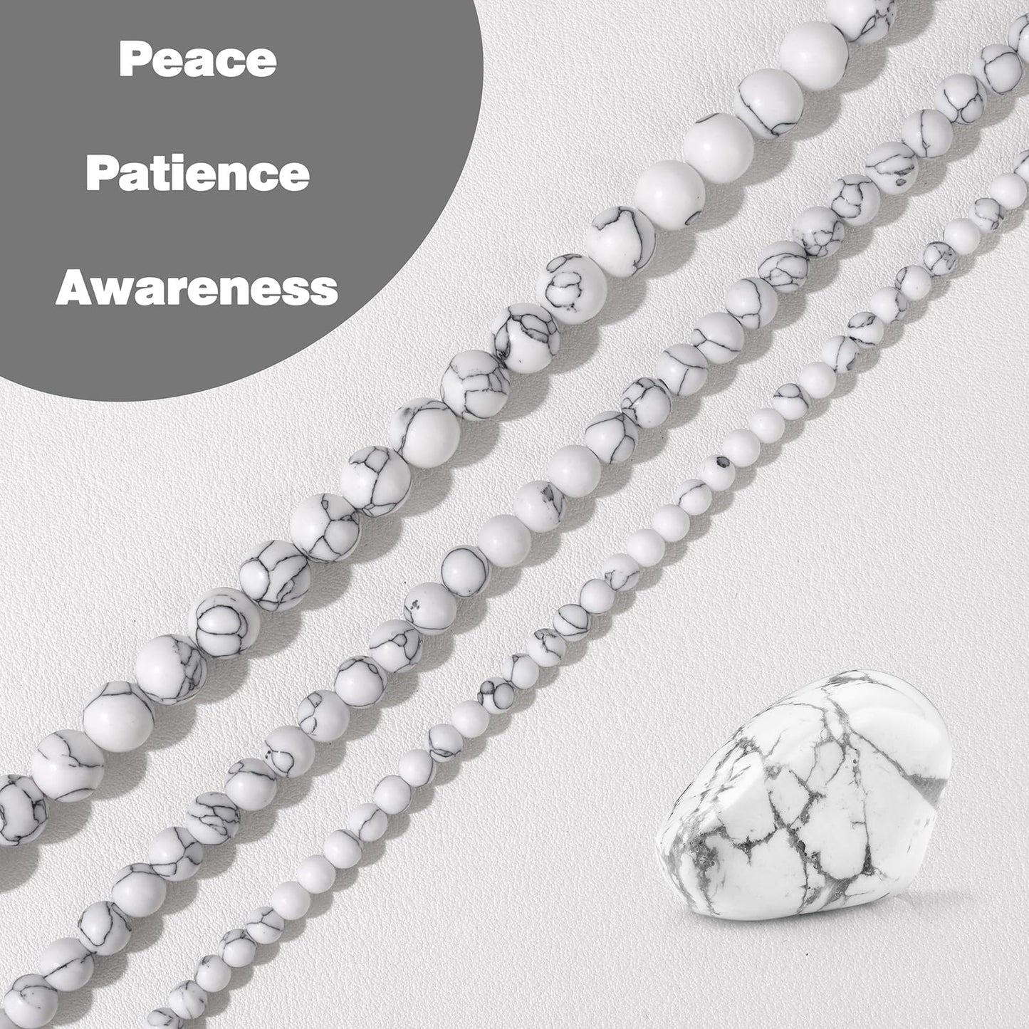 Raicegs 100pcs 8mm Howlite Beads Natural Gemstone Beads Round Loose Beads for Jewelry Making DIY Bracelets Necklace