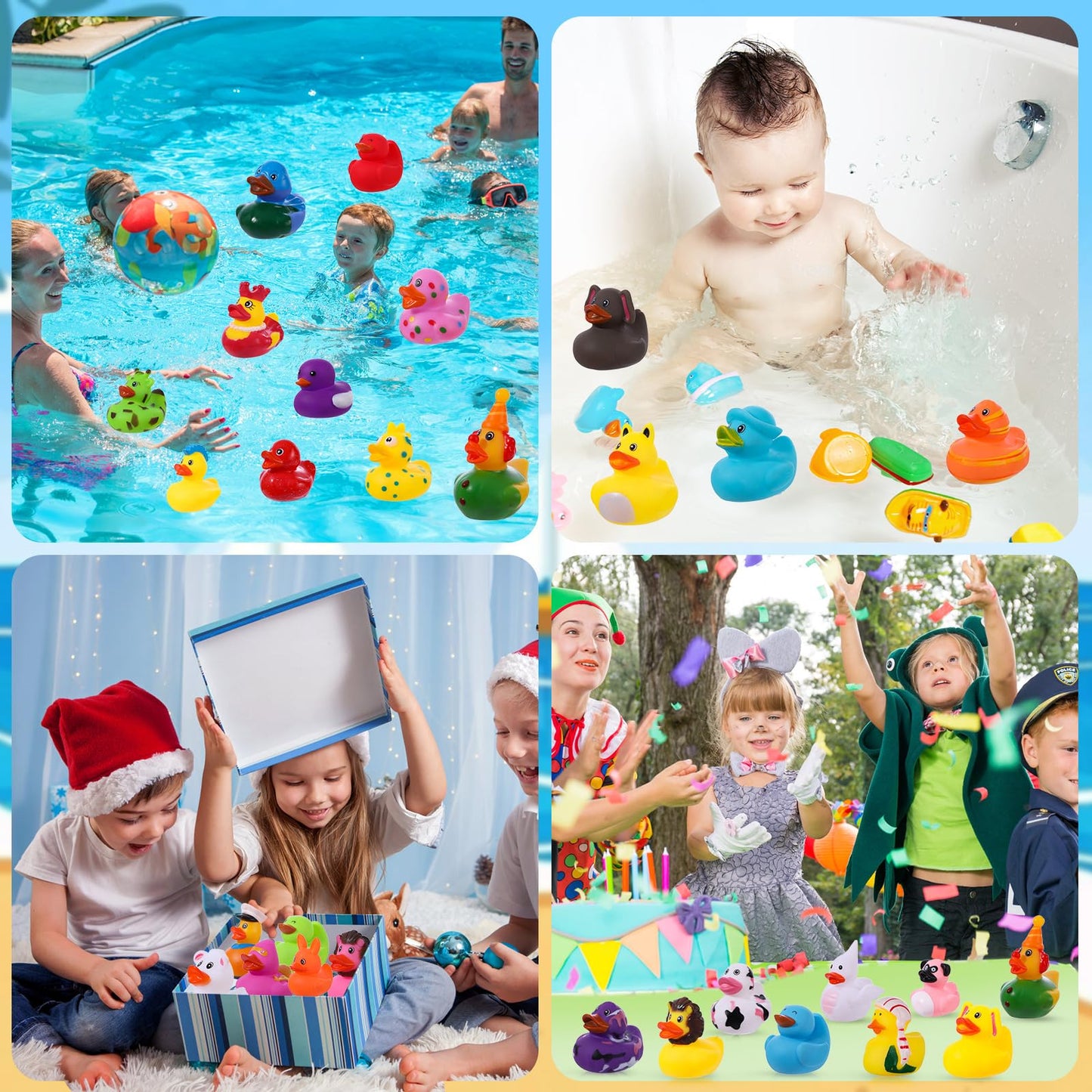 60 Pcs Rubber Ducks Assorted Plastic Christmas Rubber Duck for Cruise Ducks Ducking Bath Pool Toys Duck Party Favors Cruise Ships Hiding Christmas Stocking Stuffers for Kids Teens