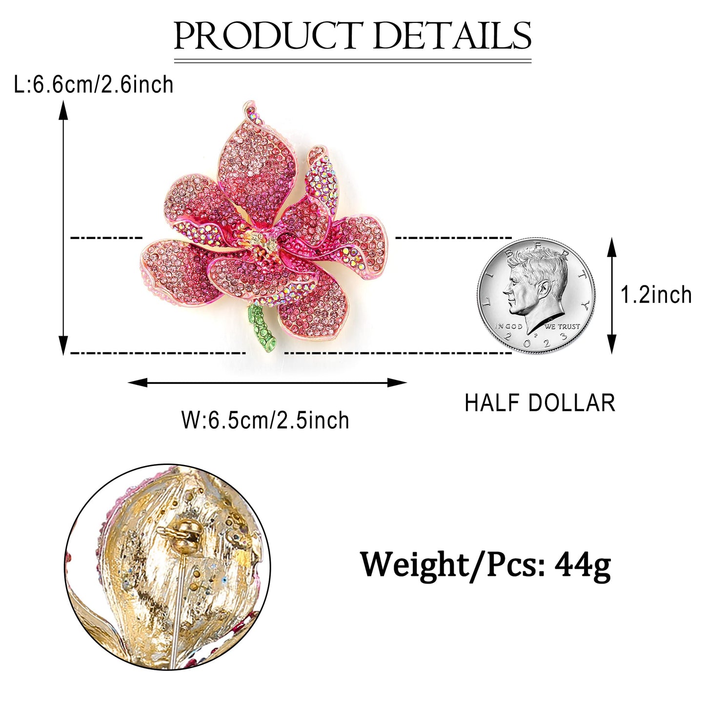 EVER FAITH Women's Austrian Crystal Orchid Flower Petal Brooch Pink Gold-Tone