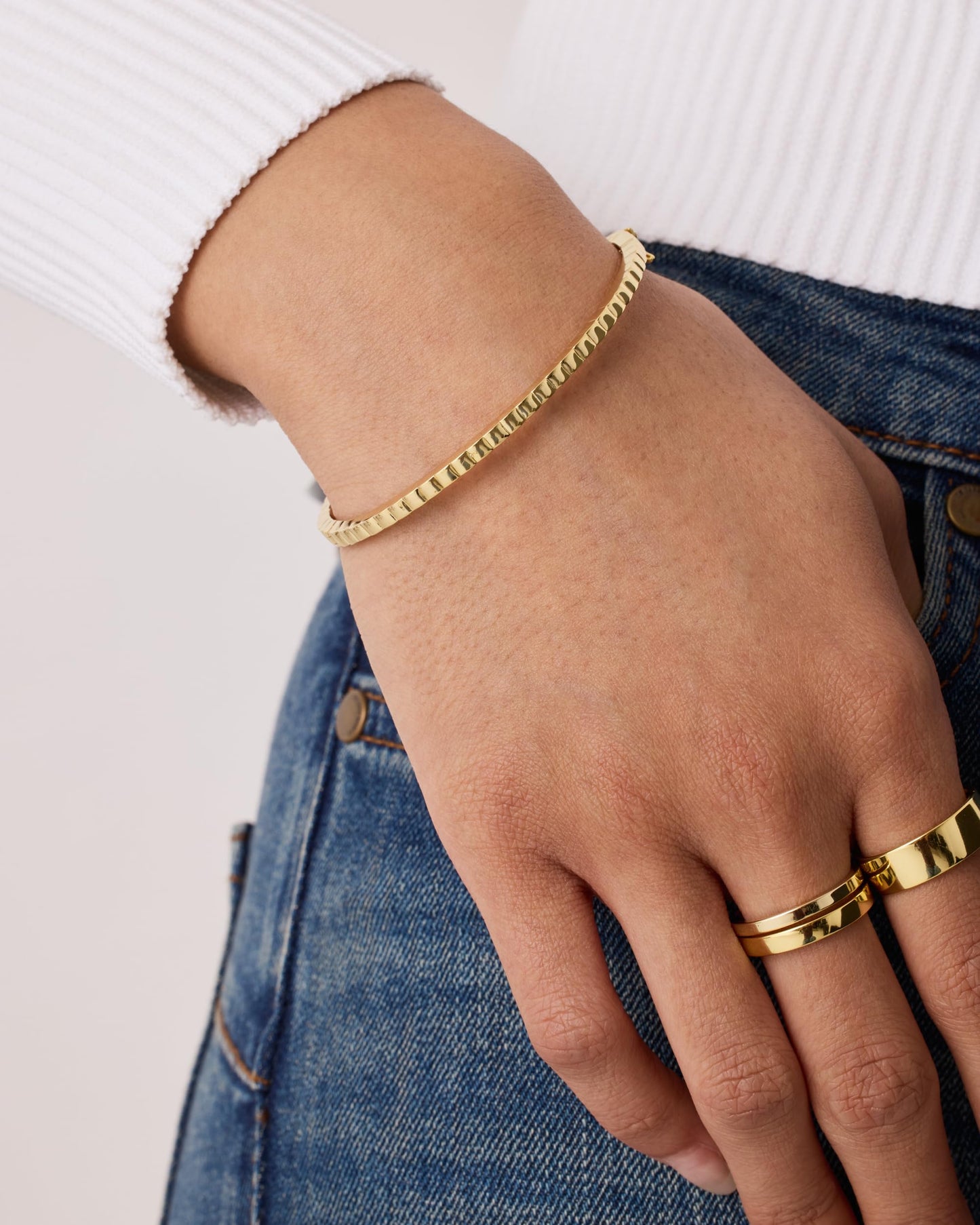 PAVOI Rhodium Plated Stackable Bangle Bracelet for Women | Statement Jewelry Dainty Cuff Bracelets