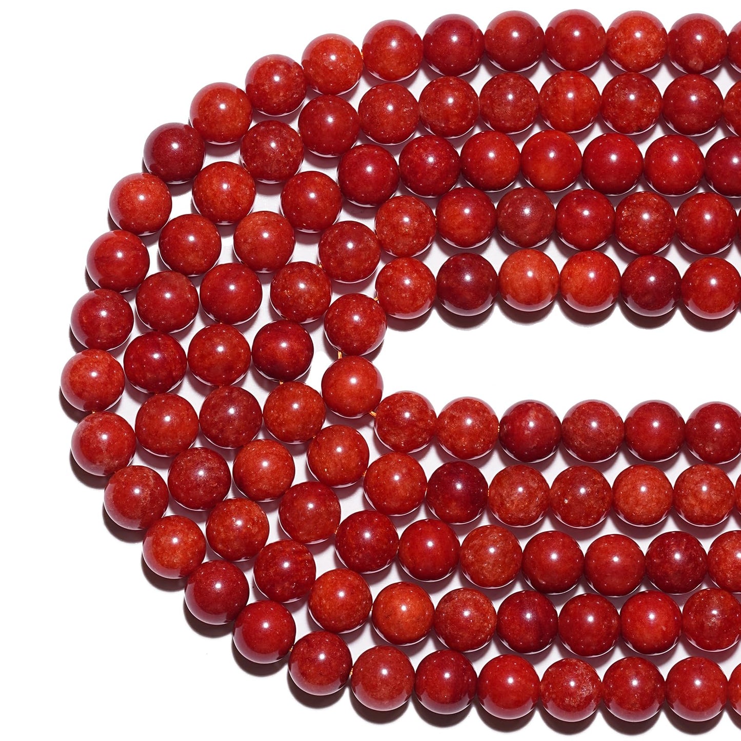 10mm Natural Red Coral Gemstone Beads Polished Round Smooth Stone Beads for Bracelets Jewelry Making 15inch Loose Beads