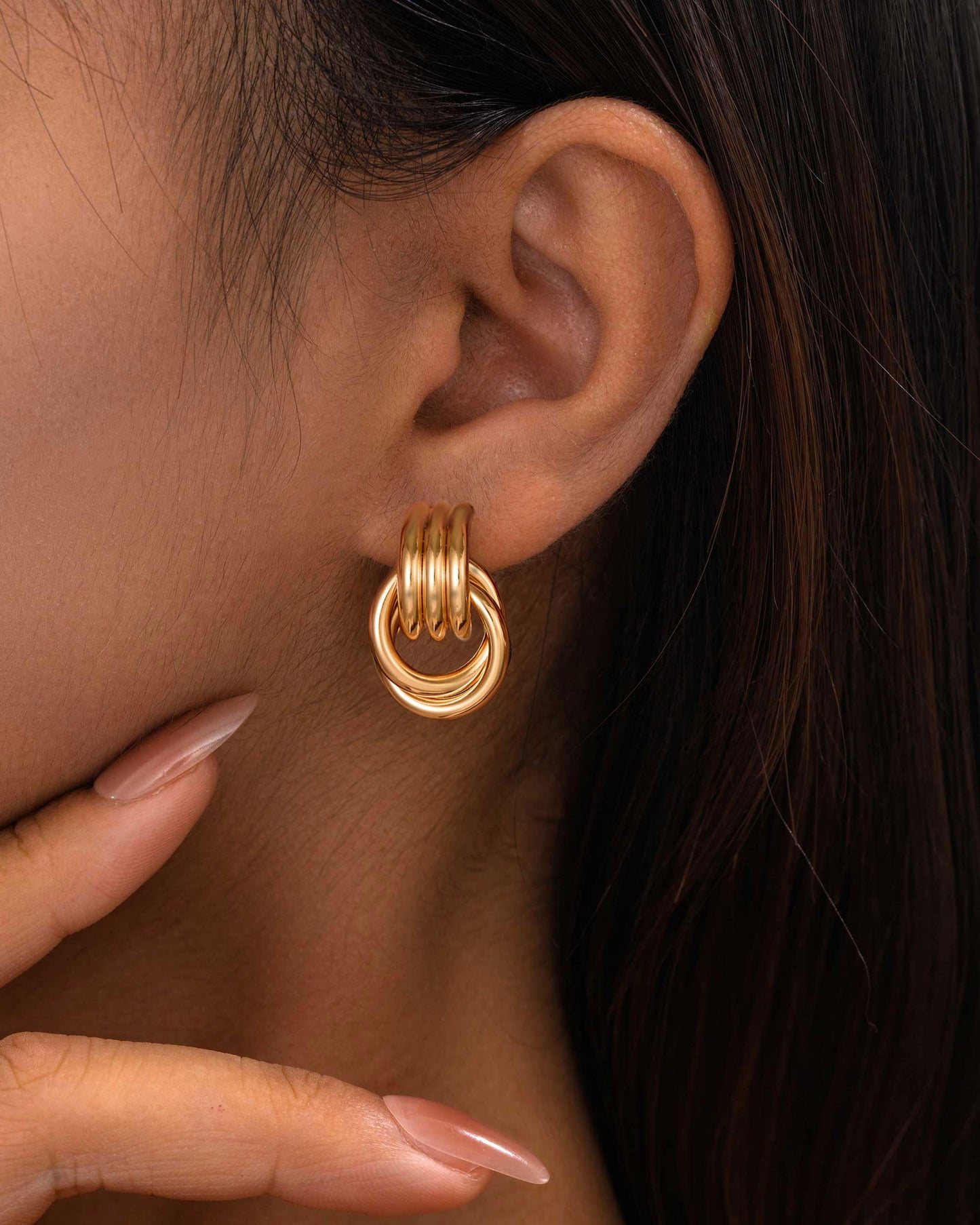 Gold Plated Knot Earrings for Women Chunky Gold Drop Dangle Earring Trendy Golden Knotted Link Earring Jewelry