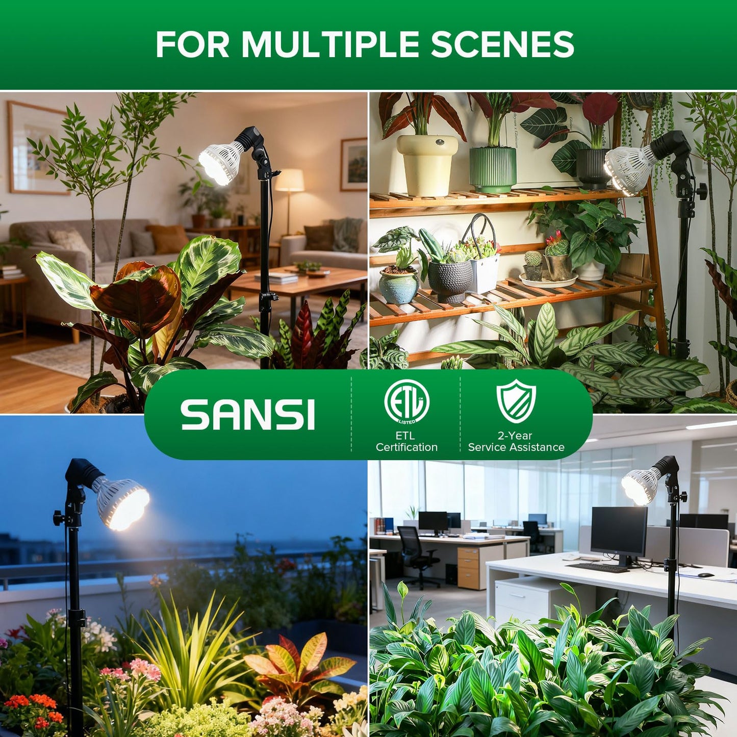 SANSI Grow Lights for Indoor Plants, 40W Plant Lights for Indoor Growing Full Spectrum(600W Equiv), Tripod Standing Adjustable 30"-55" Plant Lamp with 4-Level Dimmable, Auto On Off 4 8 12 Hrs Timer