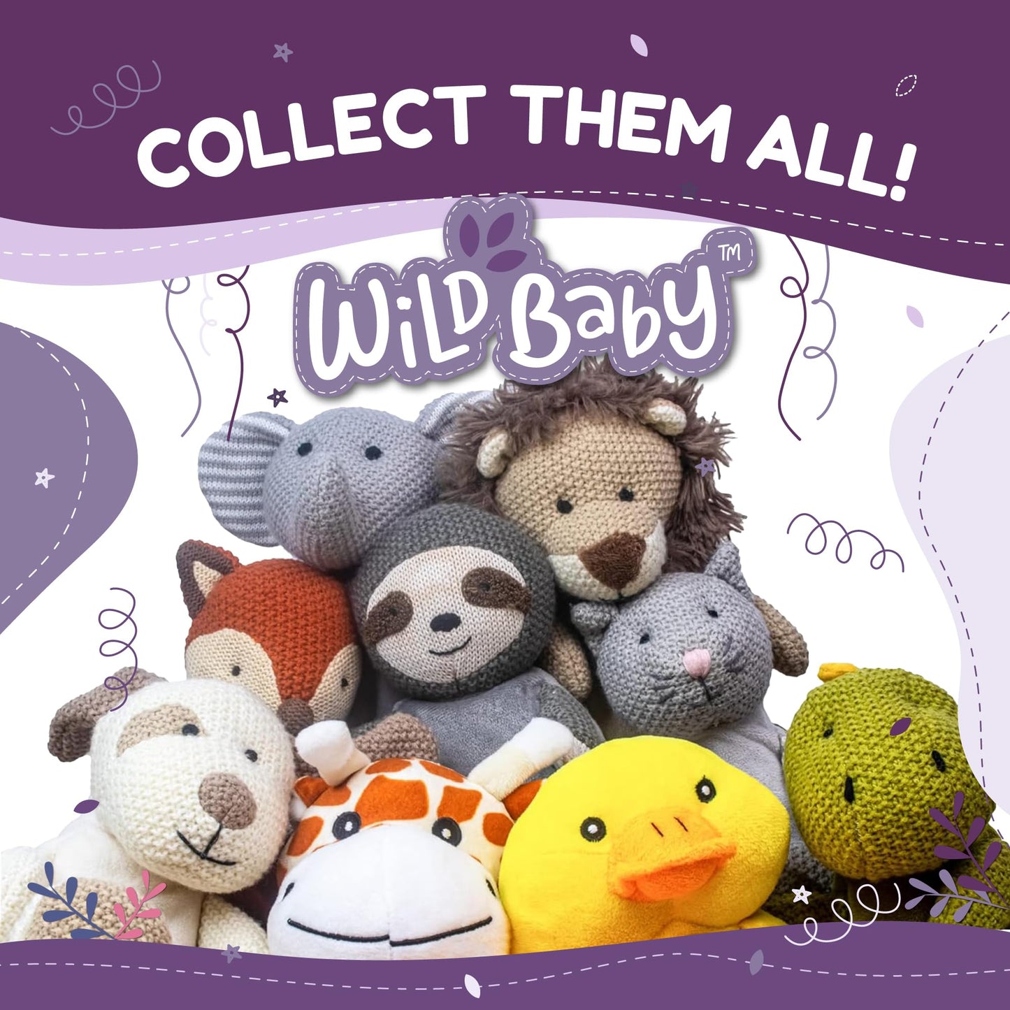 WILD BABY Microwavable & Weighted Plush Toy - Rabbit Stuffed Animal for Comfort & Warmth - Soft, Heatable Plushie for Snuggles - Great for Kids, Toddlers & All Ages
