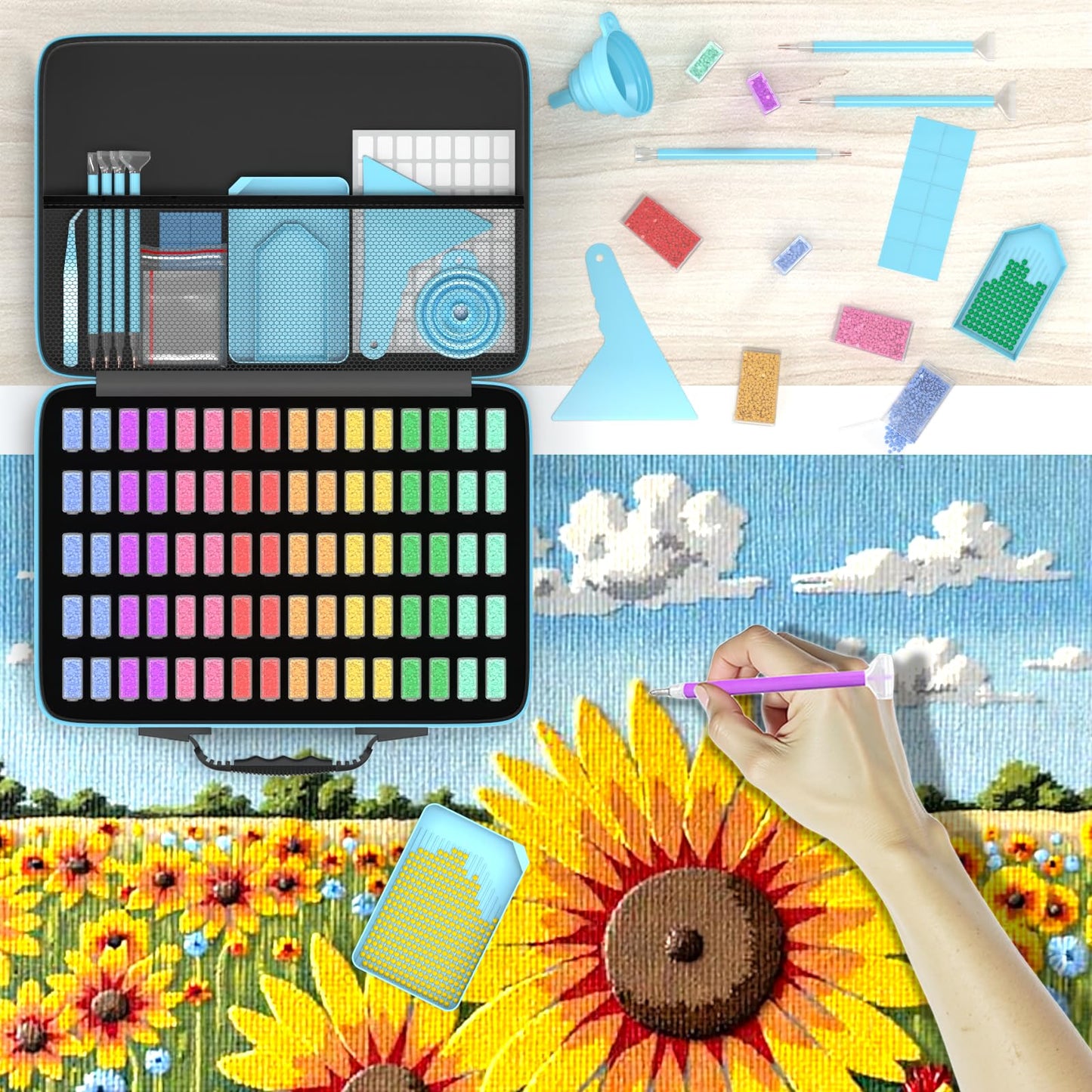 VANSUNS Diamond Painting Storage Containers Kits, Thickened Waterproof Portable Bead Storage Boxes for Diamond Painting Accessories and Tools, 80 Square Bottles