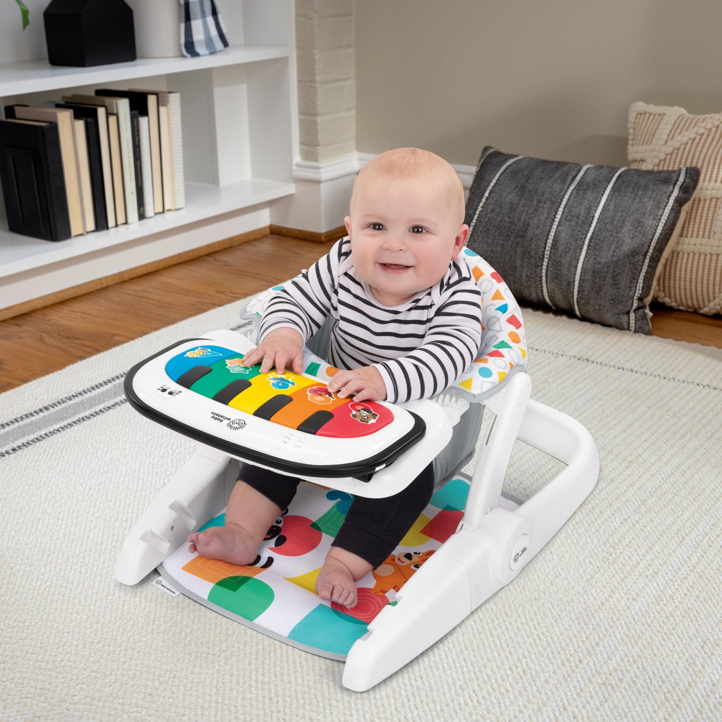 Baby Einstein 4-in-1 Kickin' Tunes Learn-to-Sit Music & Language Floor Seat, with 2 Positions and Detachable Kick Piano, Ages 4 Months and Up