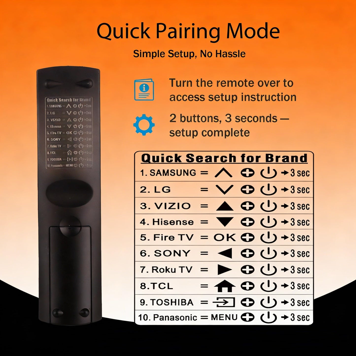 Big Button Universal TV Remote Simple Easy to Use, Great for Seniors, Works with Major TV Brands