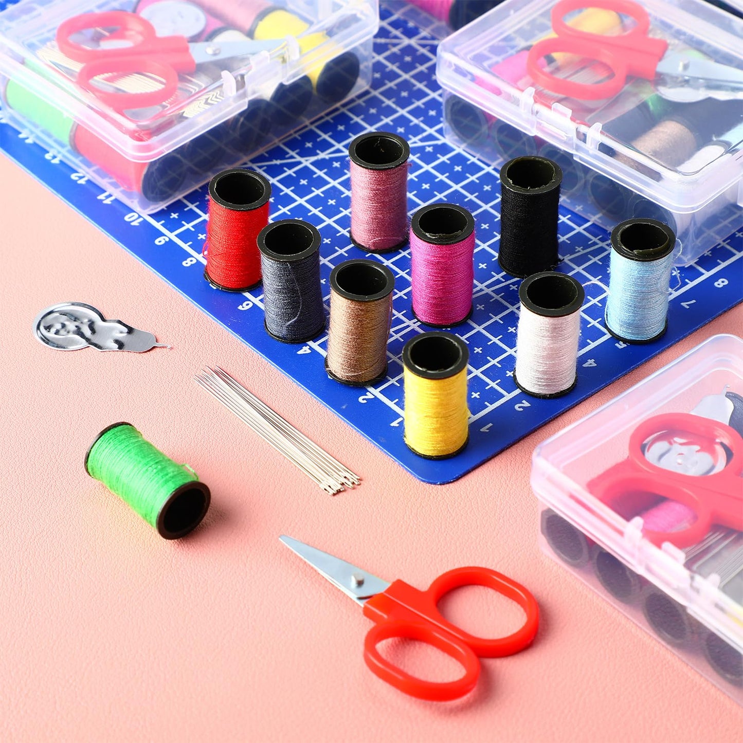 Wavwavw 24 Pcs Mini Travel Sewing Kit Small Sewing Kit Beginner DIY Supplies Needle and Thread with Scissors Hand Needles Threader for Beginner Traveler Hotel Charity Homeless