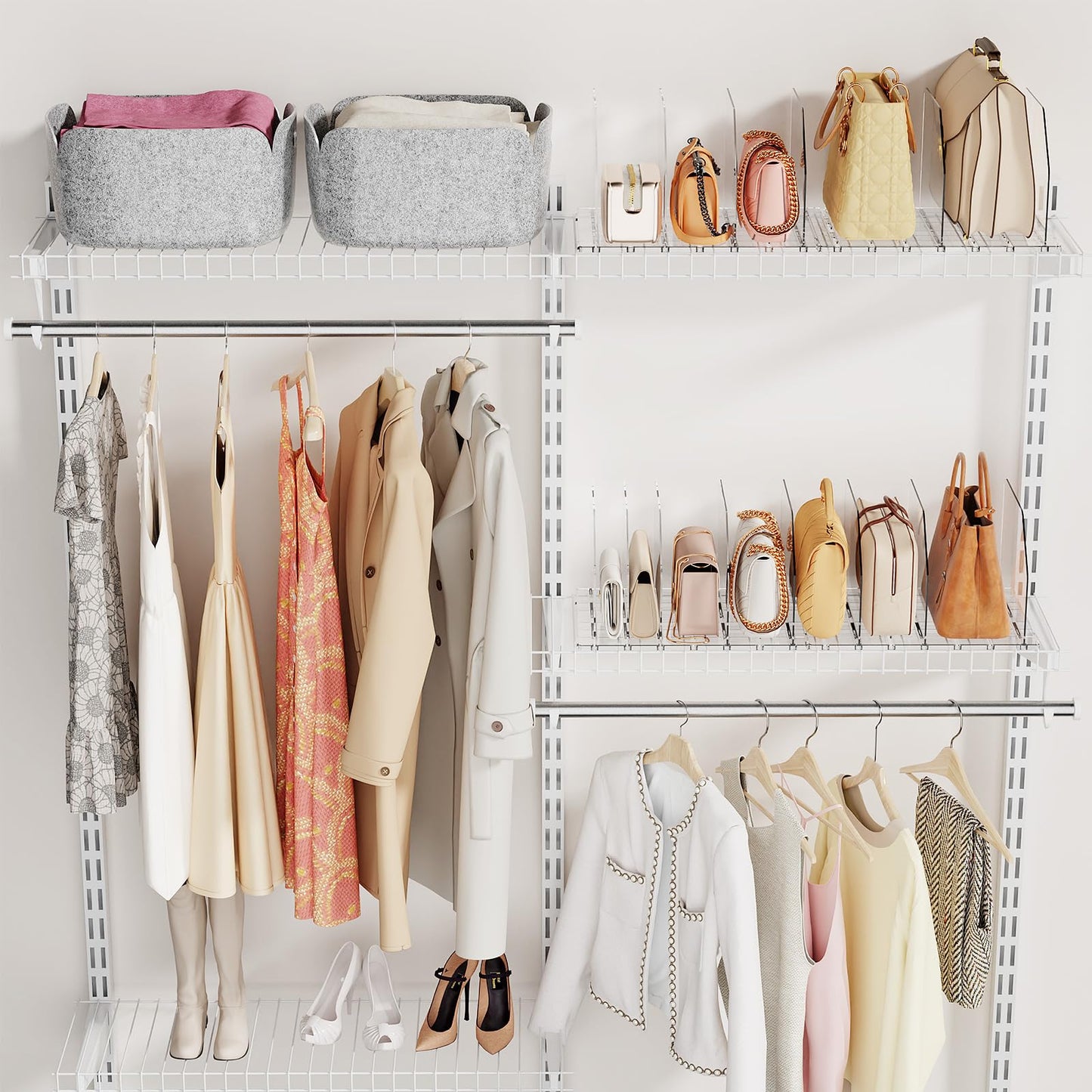 iStoreMaxy Purse Organizer for Closet, Shelf Divider Adjustable Clear Acrylic Handbag Storage, Bag Storage Separators, Keep Handbag & Books Neat and Upright in Bedroom, Office