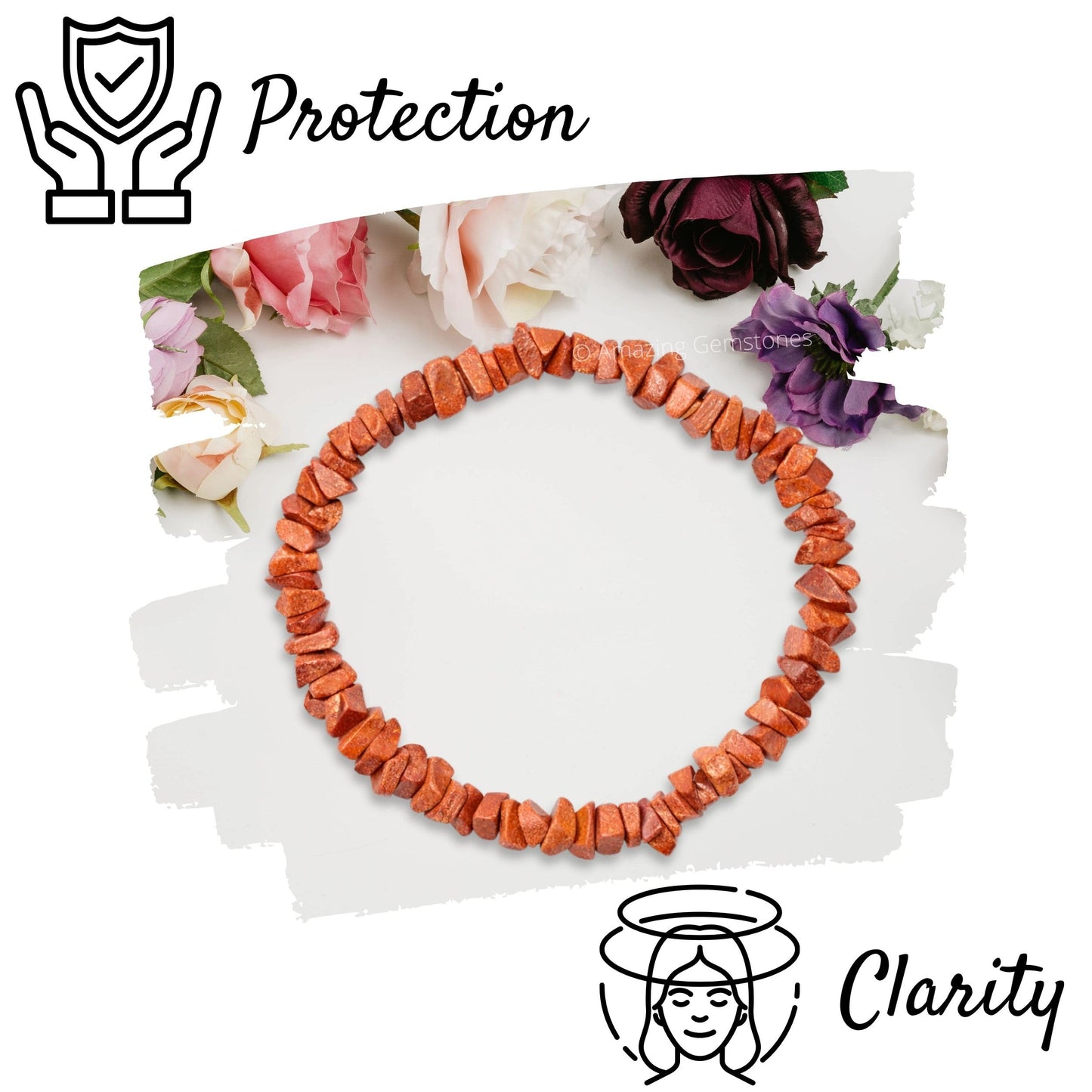 Amazing Gemstone Chips Bracelet (Red Goldstone)