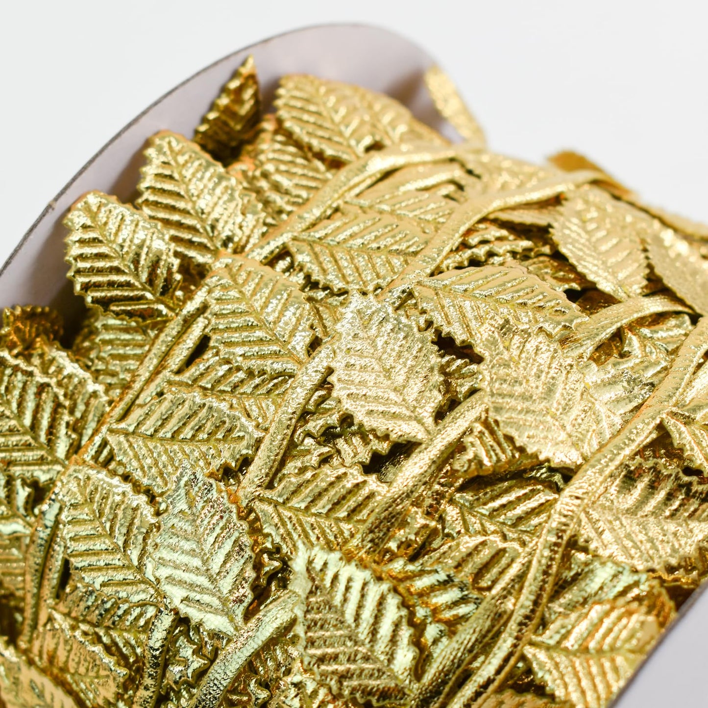 Bacucine Leaf Ribbon 32 Yards Gold Leaves Trim Artificial Leaves for Wreath Making Home Wedding Christmas Decor (Gold)