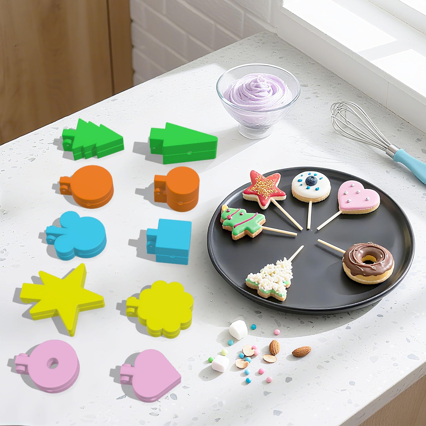 Hokkieam 10 PCS Cake Pop Molds Shapes Press Set, Plastic Cake Pop Mold Press with Multiple Shapes, Cake Pop Tools for Baking, Parties, Weddings, Birthdays & Celebrations