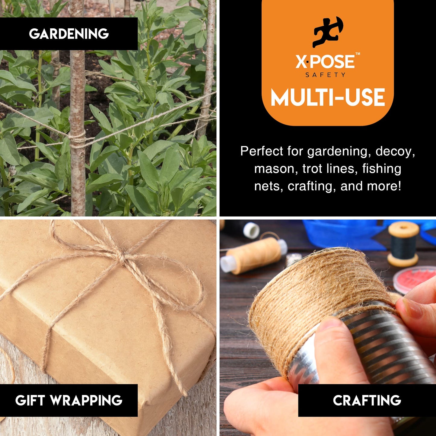 Jute Twine - 3 Ply Brown Roll 150 Feet Natural Jute String for Crafts, Packaging, Wrapping, Decorative Rope Cord for Hanging Ornaments (2 Packs)