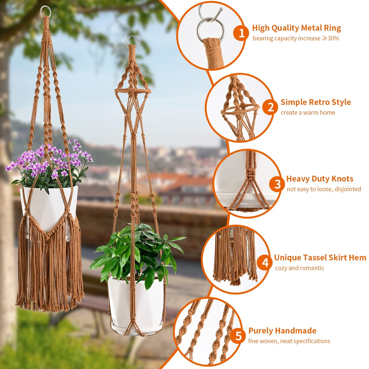 SFENNGPET Macrame Plant Hangers, 6Pack Hanging Planters for Indoor Plants w/ 6 Set Hangers Kit Handmade Macromay Plant Hangers Indoor Flower Pots Holder Stand for Boho Home Décor (POTS NOT Included)