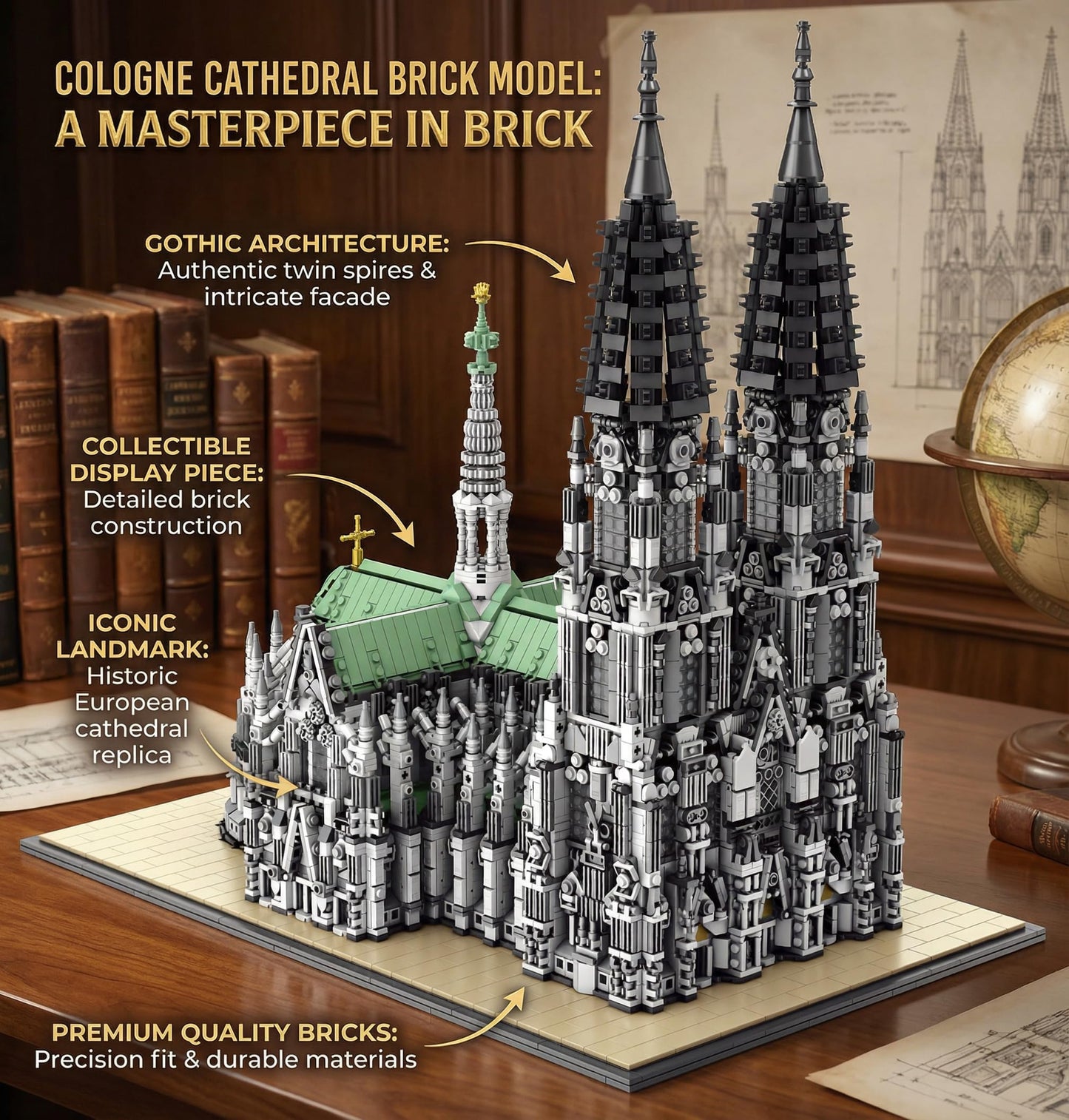 BBTiloBrix Cologne Cathedral Building Block Set, MOC Gothic Architecture Model, Advanced Building Kit, Authentic Replica of Germany’s Church Iconic Landmark, Large Display Dec for Adults(8614Pieces)