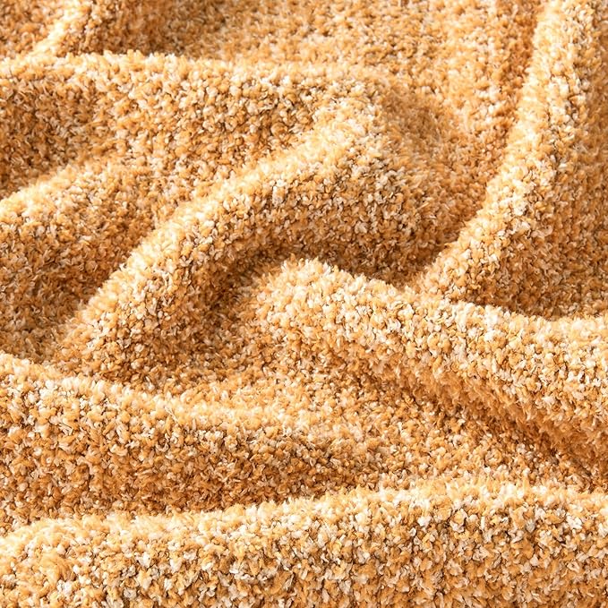 CozeCube Melange Blanket, Ultra Soft Orange and White Throw Blanket, Warm Cozy Knit Fuzzy Plush Reversible Throw for Couch Bed Sofa, 60"x80"
