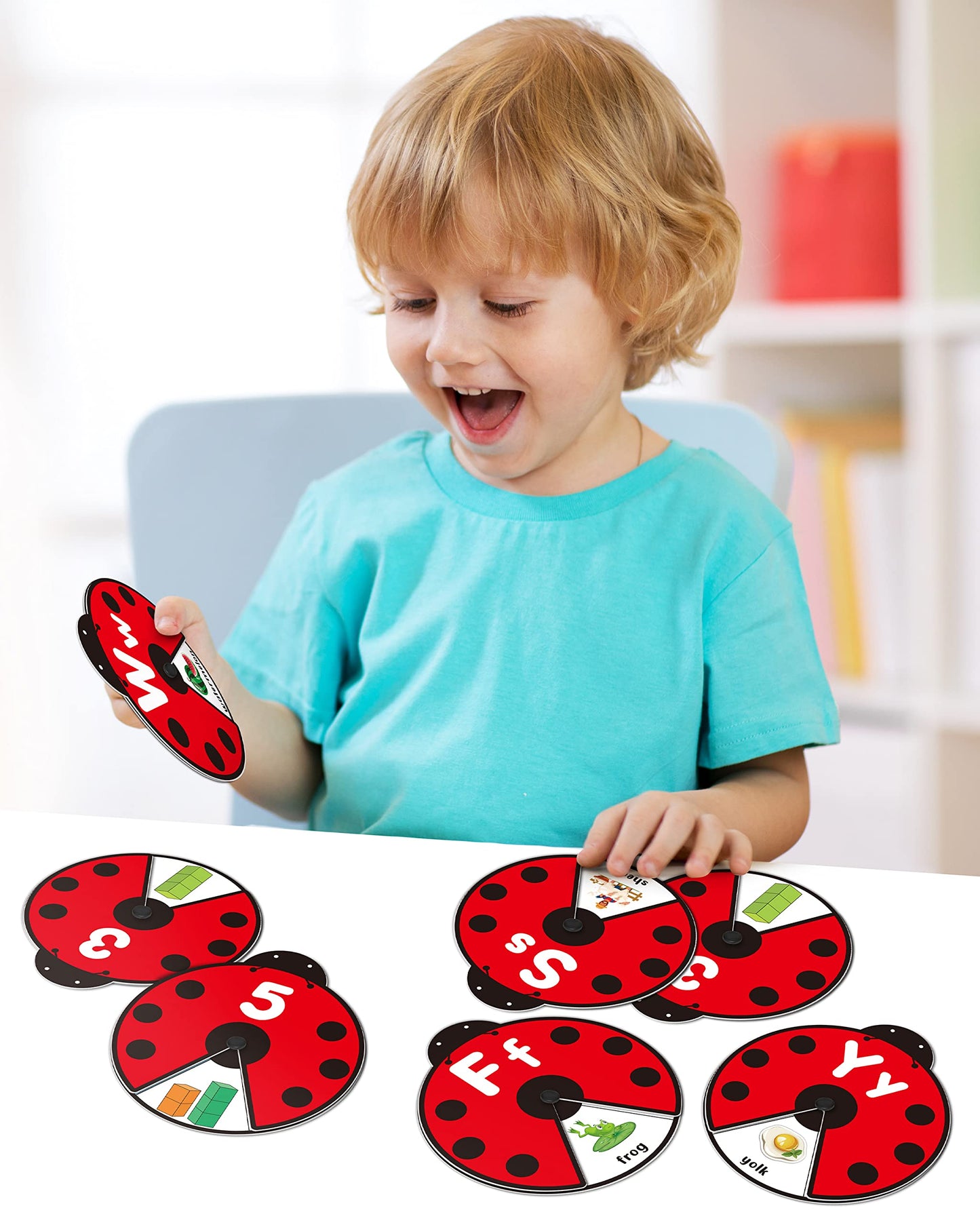 Coogam Interactive Alphabet Learning Toy, ABC Number Letters Spinning Game, Sight Words Animal Pattern Ladybug Cards, Montessori Educational Toy Gift for 3 4 5 Year Old Baby Toddlers