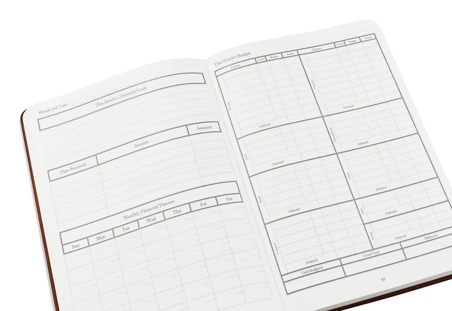 Wykeham's Resourceful Journal – Personal Finance and Budgeting Planner – Personalization Available (Brown, 8.5"×5.5")