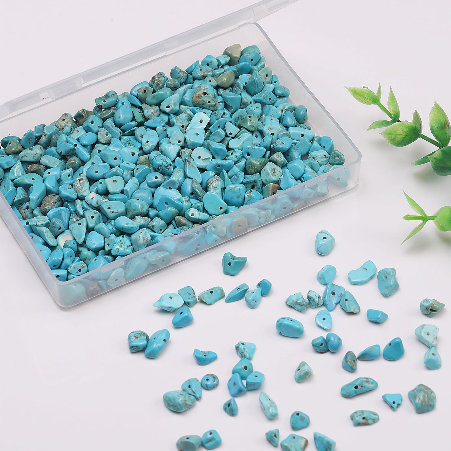 Youngbling Natural Chip Stone Beads 450 Pcs 5-8mm Healing Crystal Irregular Gemstone Drilled Lose Rocks Turquoise Beads Bulk for Bracelet Jewelry Making