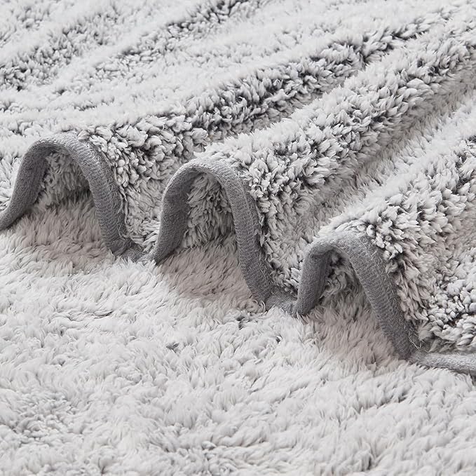 EMME Fuzzy Blanket Soft Fleece Throw Blankets for Women, Fluffy Sherpa Throws(Plush Grey,90"x90")