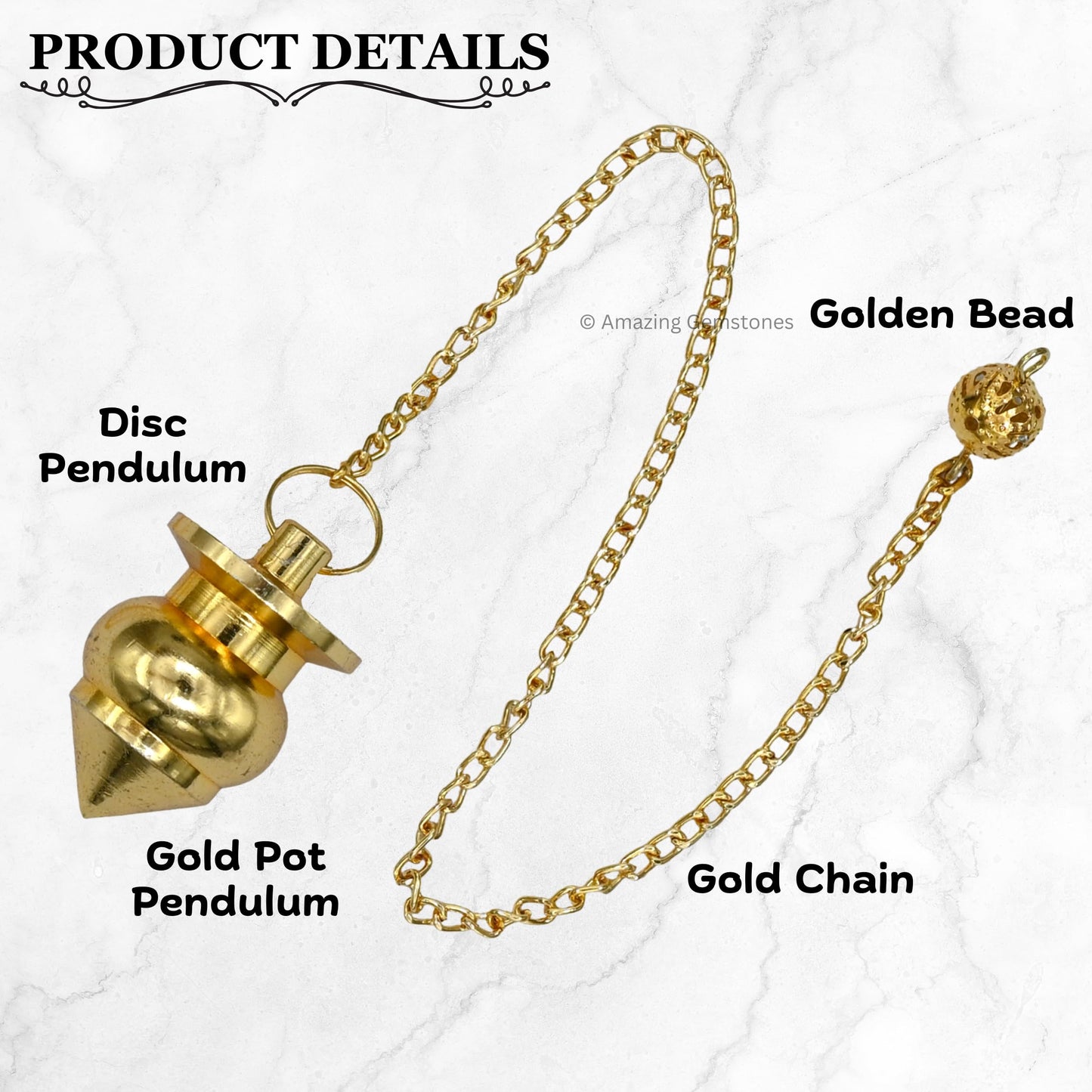 Amazing Gemstone Healing Metal Pendulums for Divination, Gold Pot with Disc Steel Copper Pendulum High Energy Pendulo de Bronce Pendulos de Mesa MP80