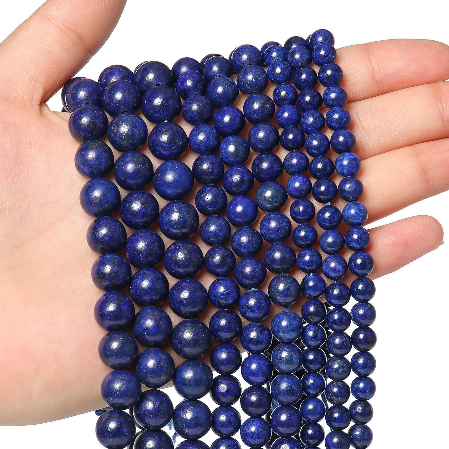 About 45pcs 8mm Stone Beads Lapis Lazuli Beads Crystal Gemstone for Jewelry Making, DIY Bracelet Necklace Blue Beads