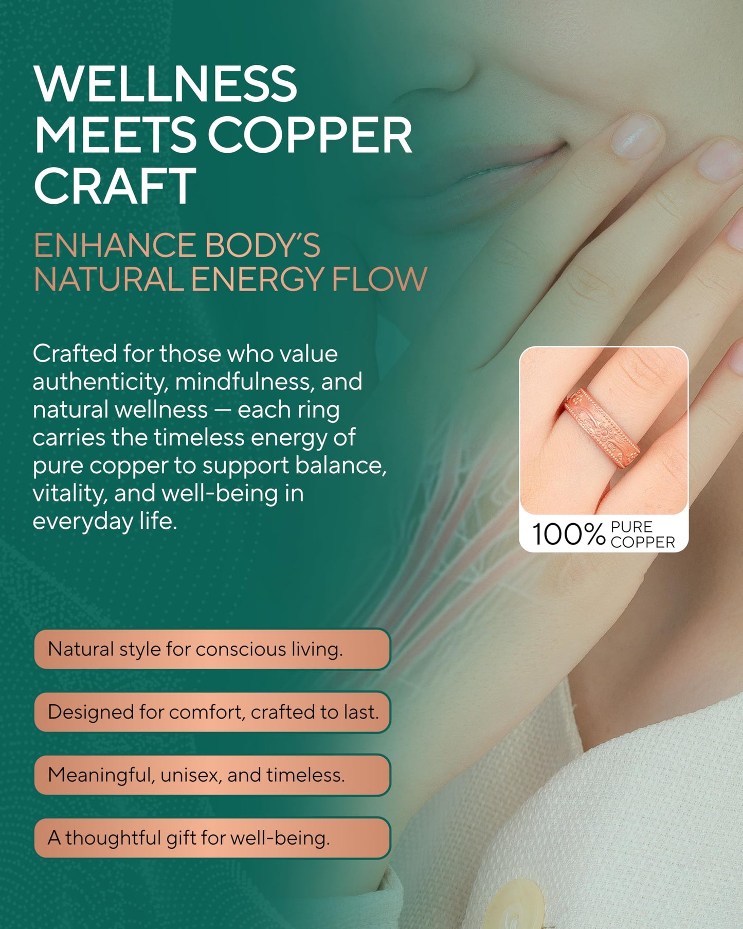 TheraCopper Pure Copper Rings for Women & Men (2-Pack) — 100% Pure Copper Ring — Raw, Solid & Uncoated Authentic Handmade Open-End Adjustable Ayurvedic Jewelry Rings (6mm Domed)