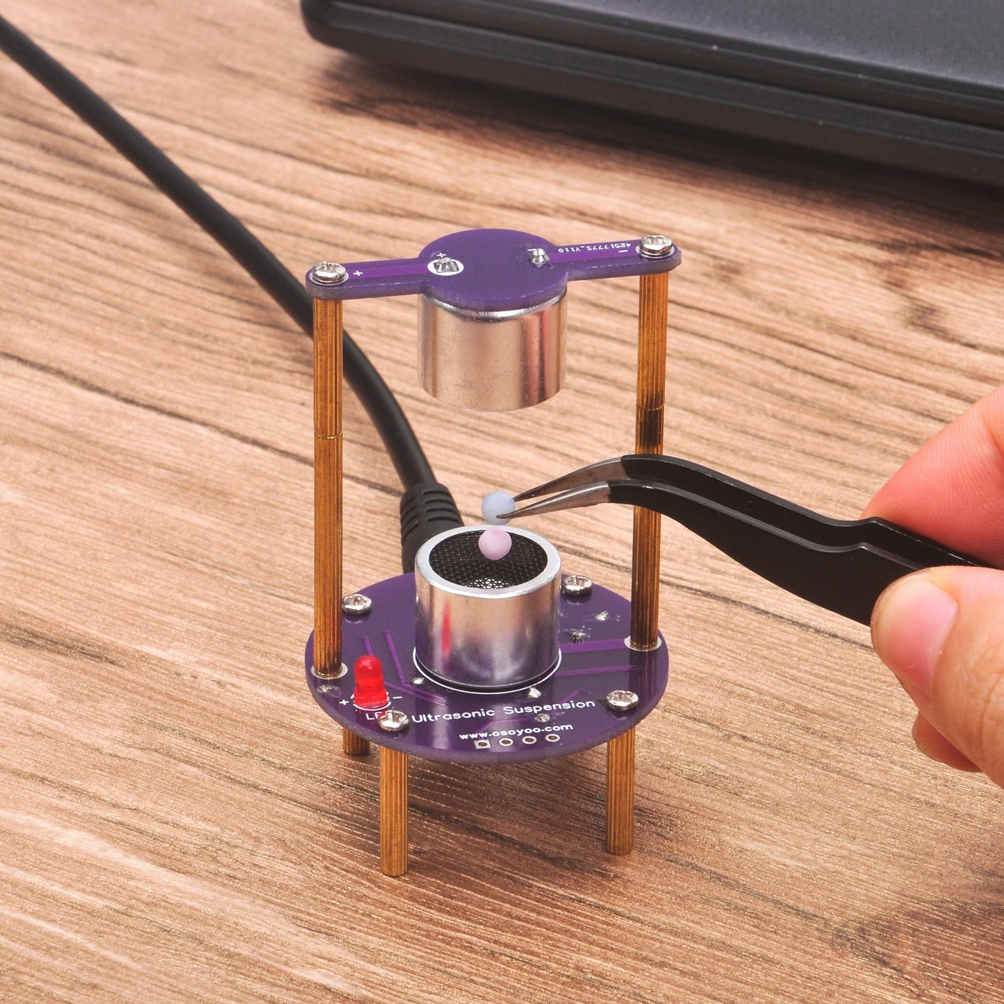 OSOYOO Ultrasonic Levitation Soldering Kit, STEM Electronics DIY Practice Kit for Beginners to Learn to Solder, Build Sound Wave Floating Ball Experiment, USB Powered Science & Engineering Project