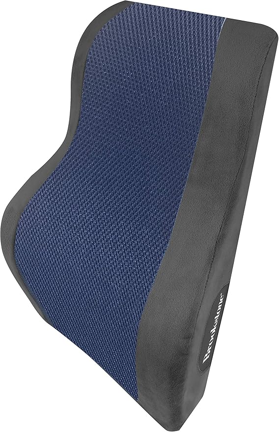 Brookstone BK1172 - Luxurious Back Support Pillow for Office Chairs and Cars, Lumbar Cushion with Premium Grade Memory Foam with Cooling Gel, Soft Plush Cover