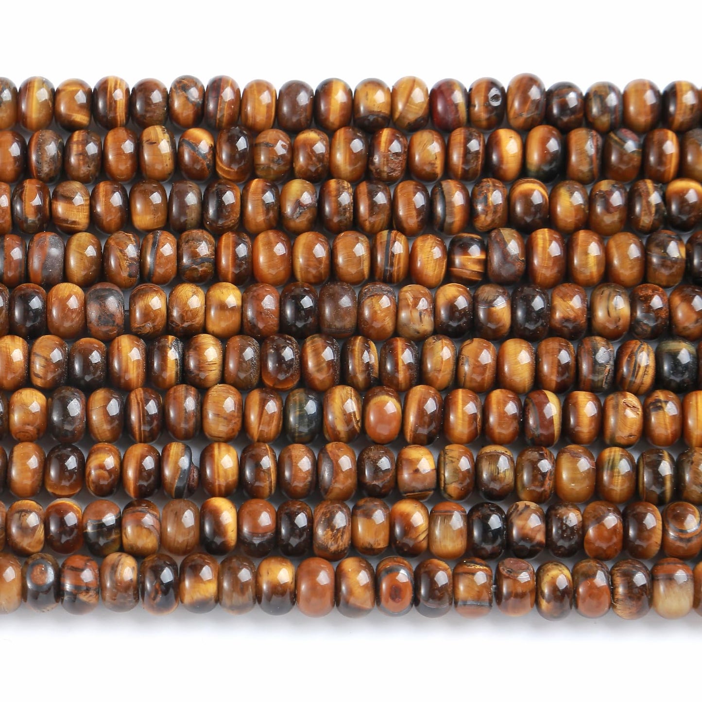 5x8mm 76pcs Natural Yellow Tiger Eye Stone Rondelle Spacer Loose Beads Abacus Disk Stone Round Loose Gemstone Beads for Jewelry Making DIY Bracelet Necklace