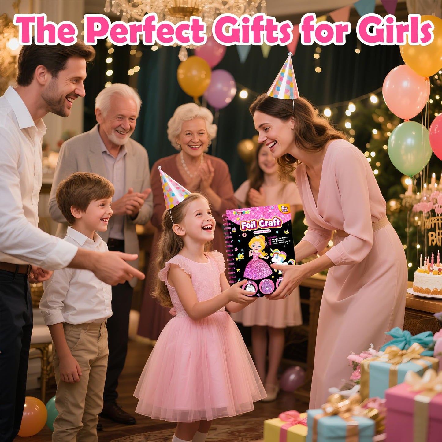 FUNNYB&G Foil Art Crafts for Kids Ages 4-8: Mother's Day 2026, Birthday Gift for Girls, Art and Crafts Supplies, Party Favors, Creative Toys for Girls 4 5 6 7 8 9 Years Old(Princess)