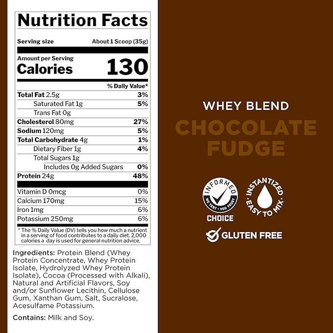 Rule One Proteins, R1 Whey Blend- Chocolate Fudge, 24g Fast-Acting Whey Protein Concentrates, Isolates, and Hydrolysates Per Serving, with Naturally Occurring EAAs and BCAAs, 5lbs