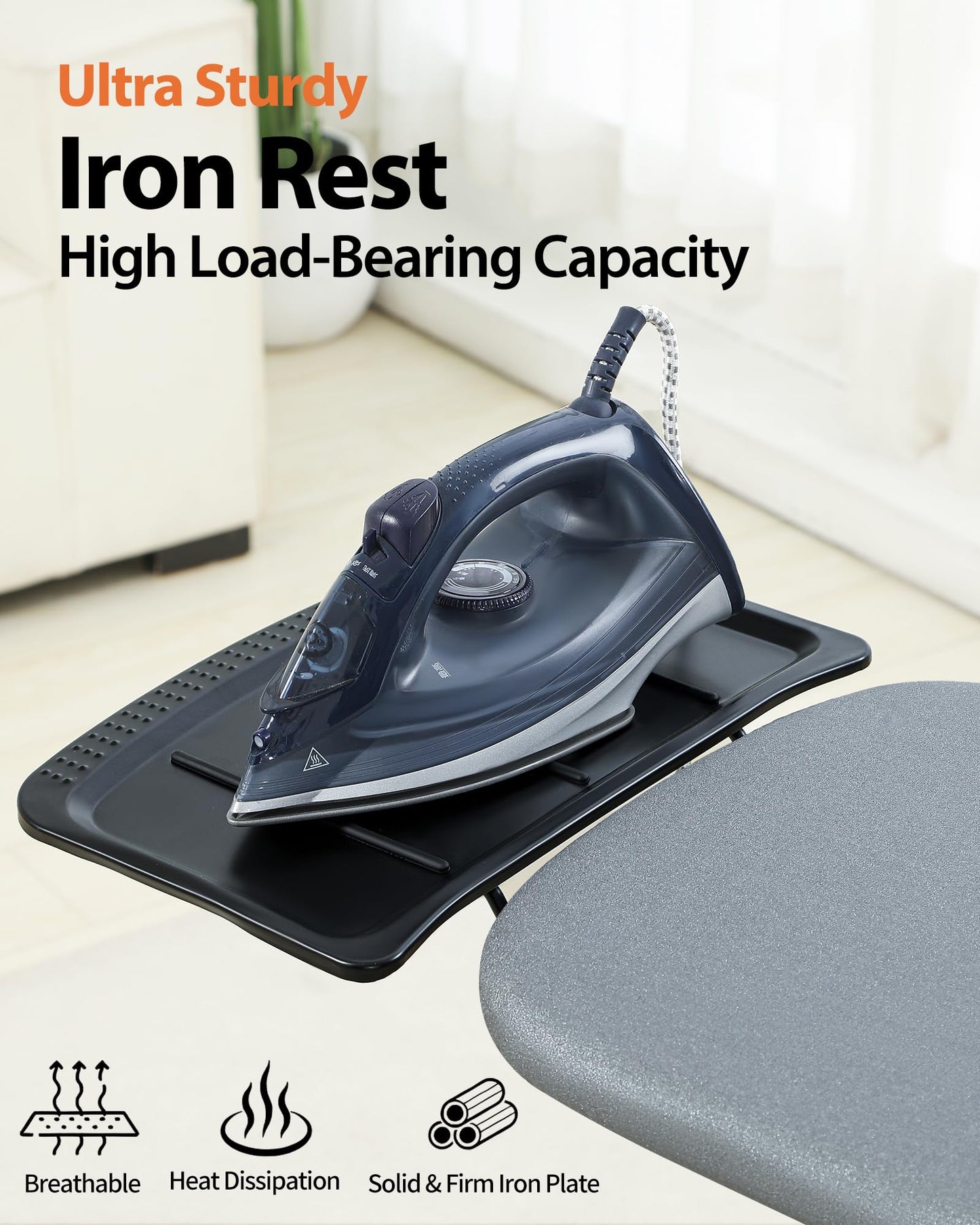 Ironing Board Full Size, 43×13 Folding Ironing Boards, Height Adjustable & Space-Saving Wide Iron Board with Heat-Resistant Cover, Thick Pad & Heavy Duty Iron Table, for Laundry Room Clothes, Gray
