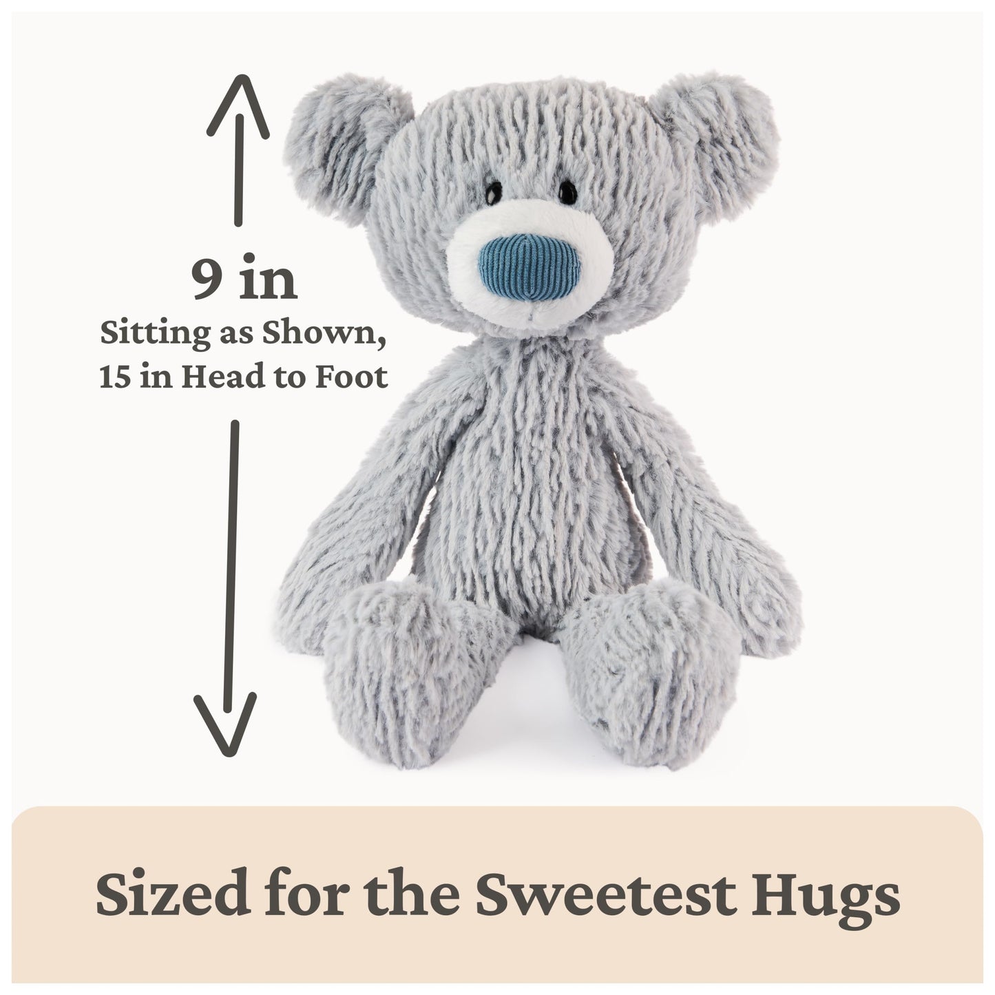 GUND Toothpick Wavy Bear, Teddy Bear Stuffed Animal for Ages 0 and Up, Gray, 15”