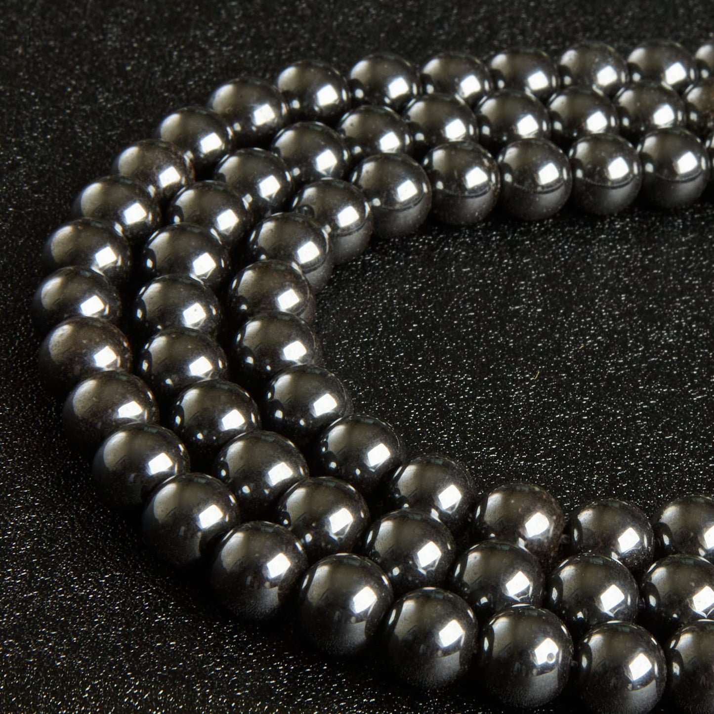 45pcs 8mm Natural Black Hematite Beads Gemstone Beads Round Loose Beads for Jewelry Making