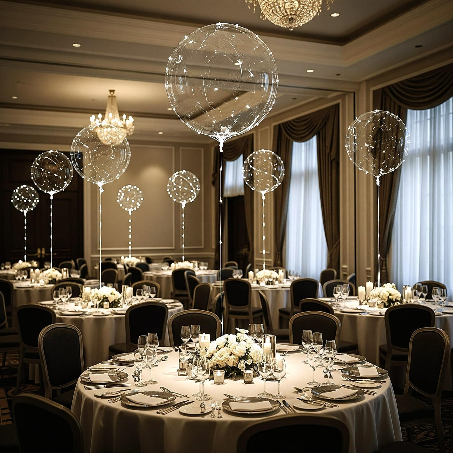 Lightsfever 8pc LED Light up Party Balloons with Batteries, Warm White Lights with Clear Bobo Balloons for Helium or Air, Home Decor Wedding Birthday