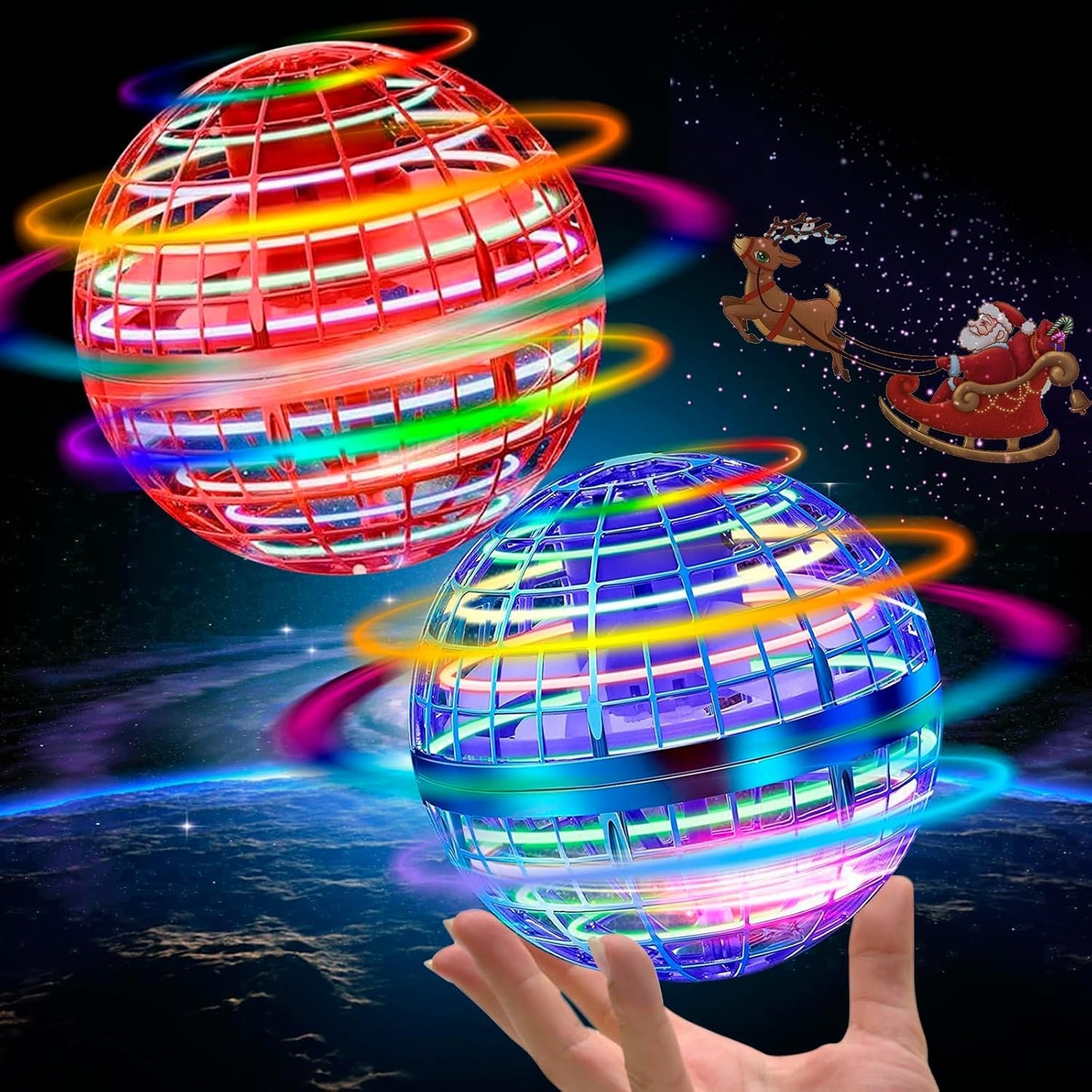 Taikcsut 2 Pack-2025 Upgraded Flying Orb Ball Toy, Hover Boomerang Ball Spinner Mini Drone - Magic Floating Galactic Fly Spinning Orb, for Boys Girls and 6-12 Age Kids